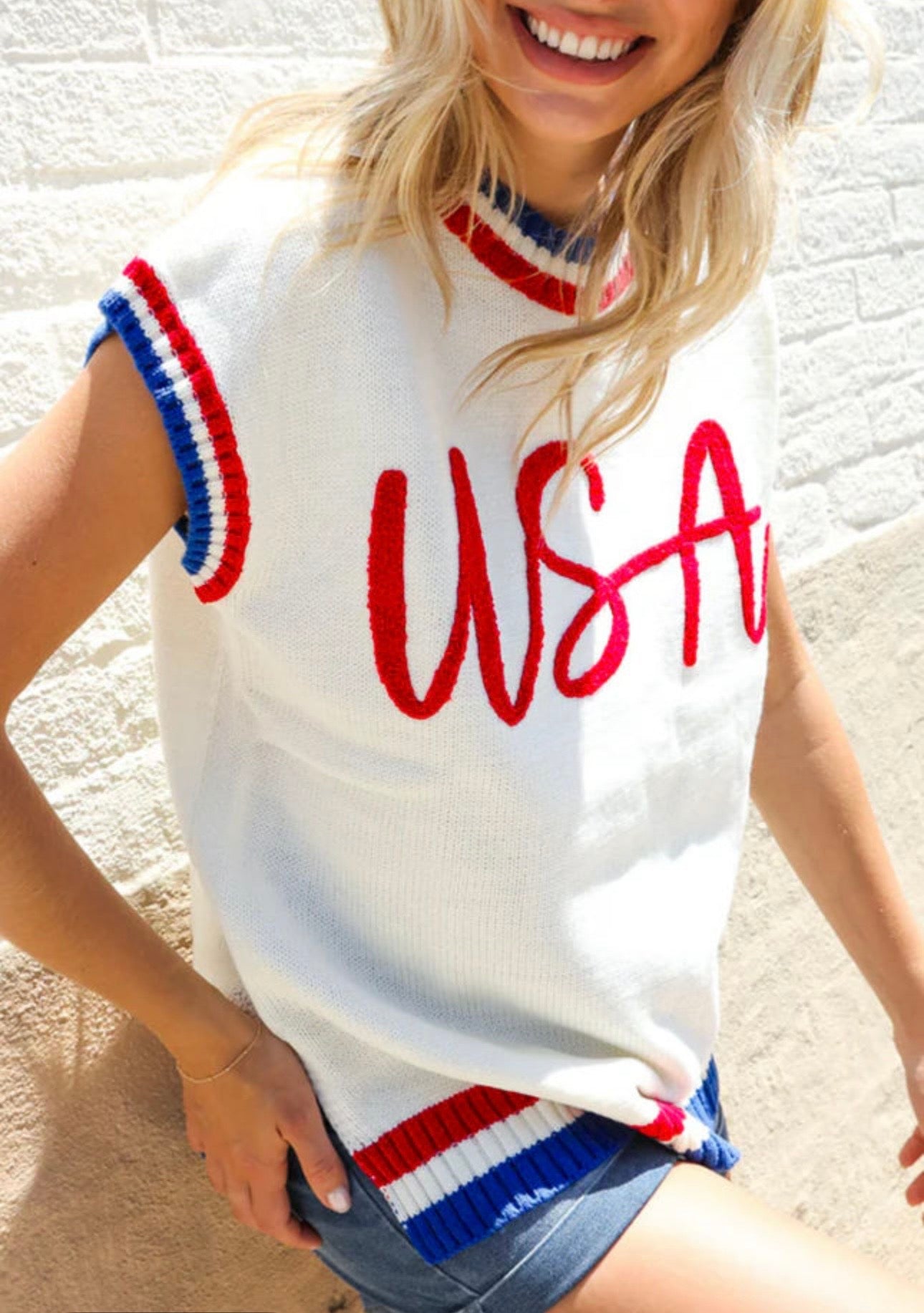USA Cap Sleeve Sweater