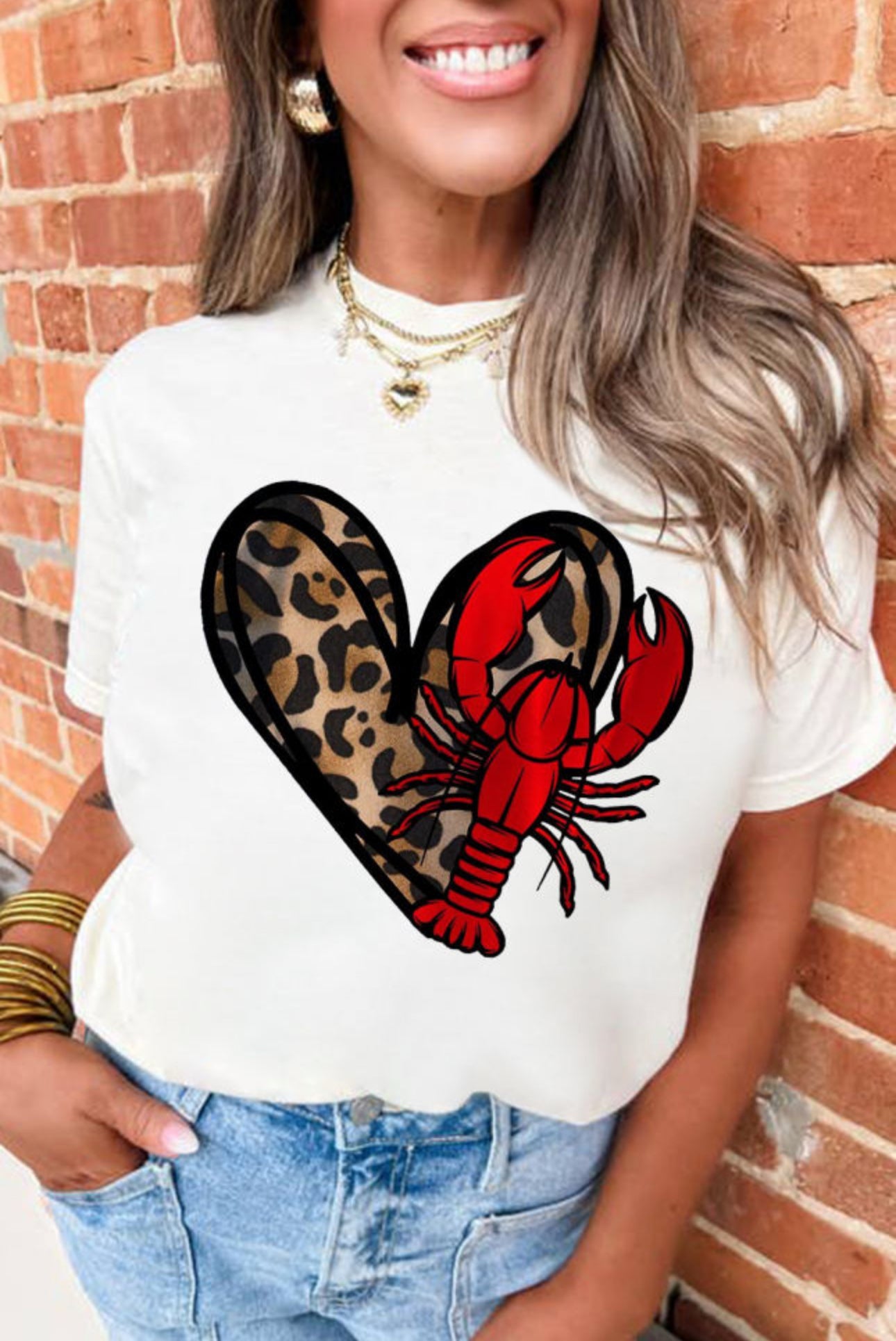 White Leopard Heart Crawfish Tee