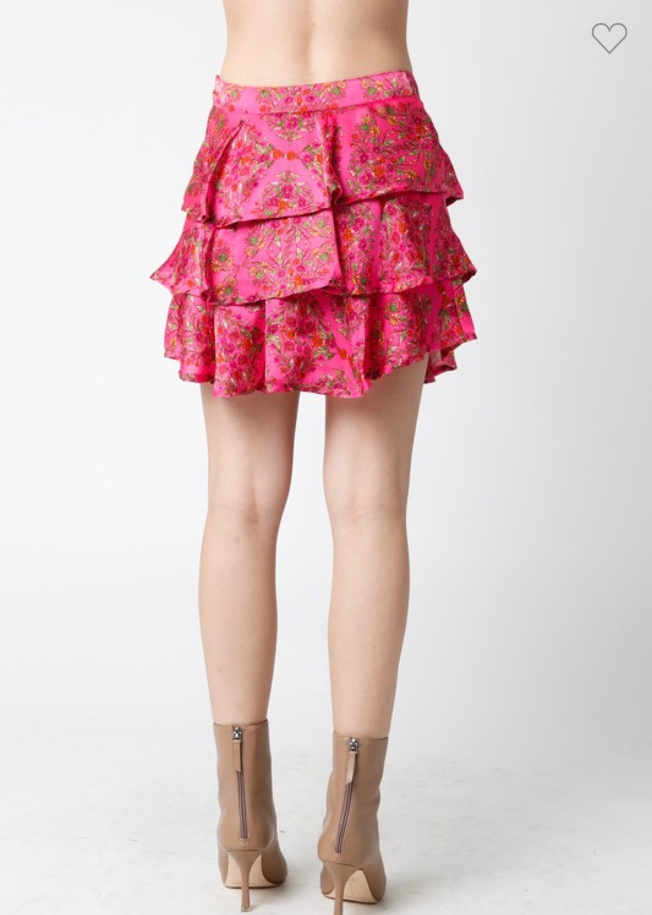 Pink Floral Ruffle Skirt