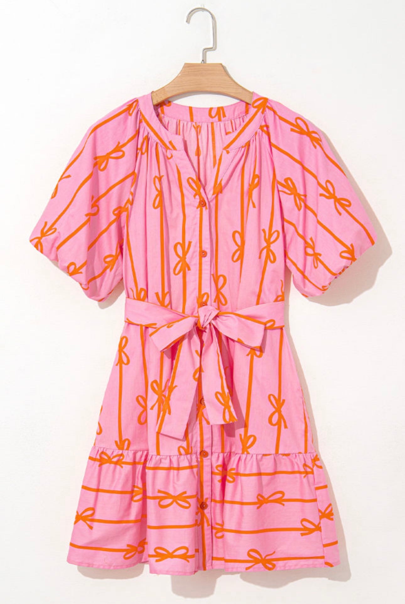 Pink Bow Detail Dress