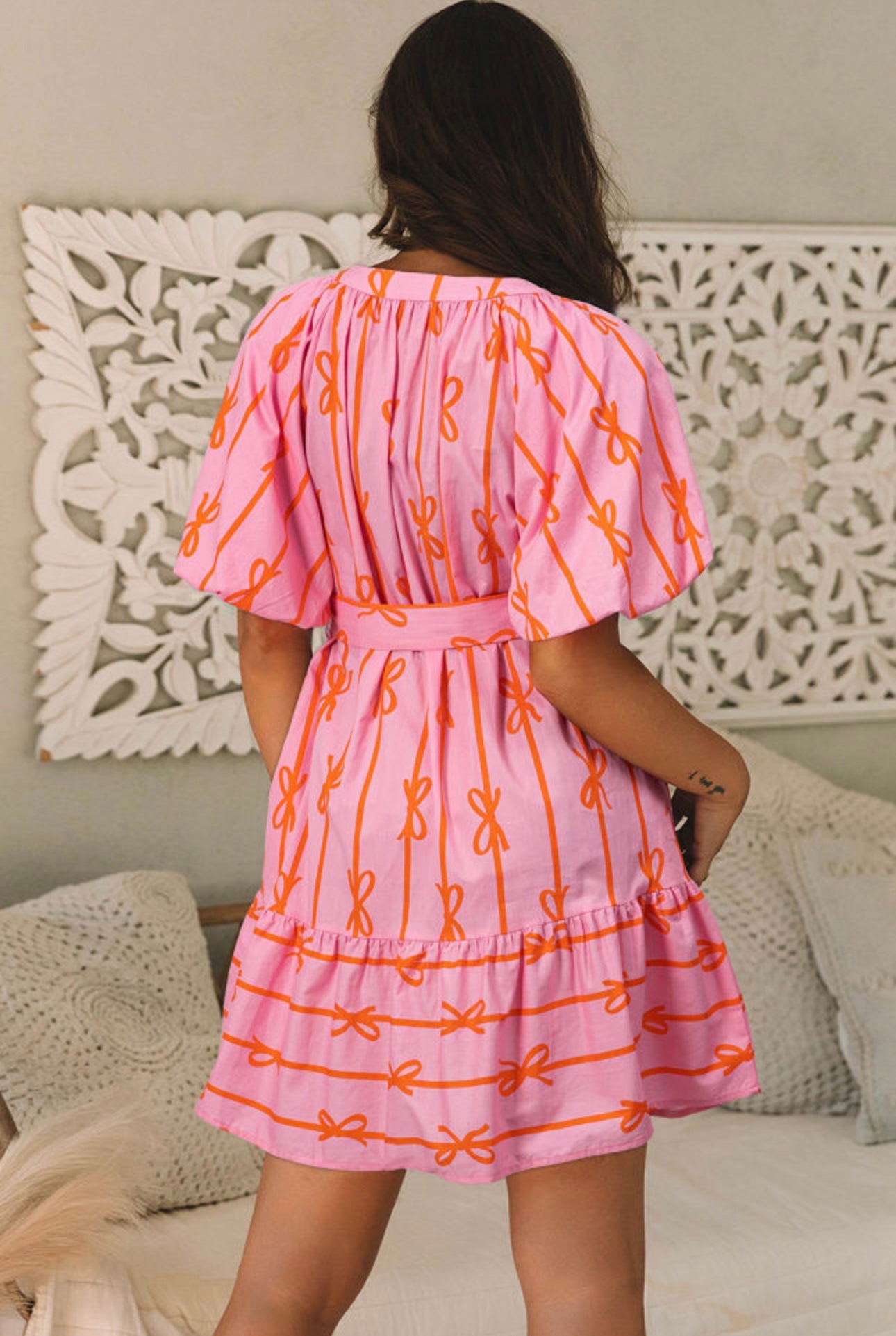 Pink Bow Detail Dress