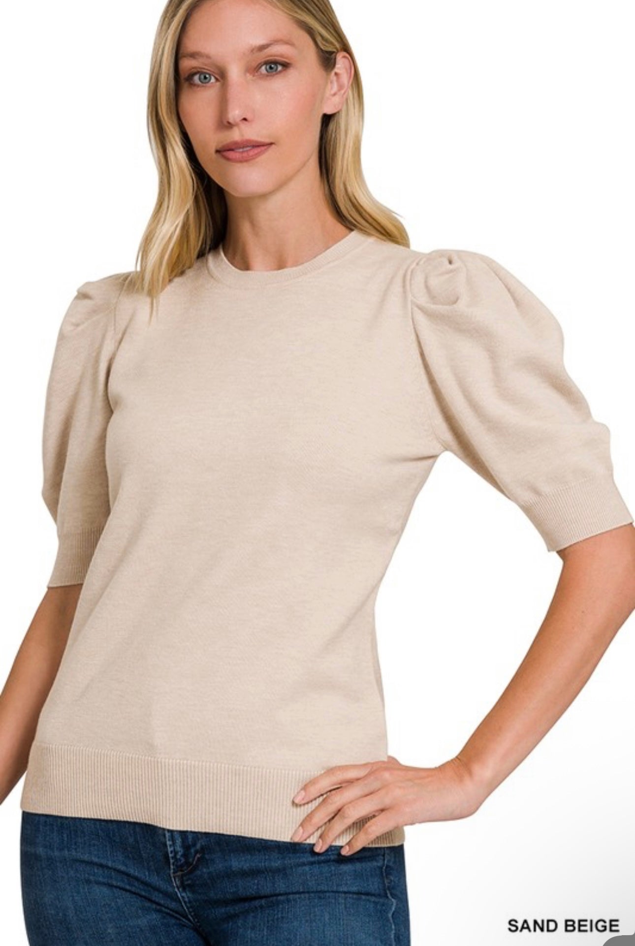 Puff Sleeve Viscose Sweater