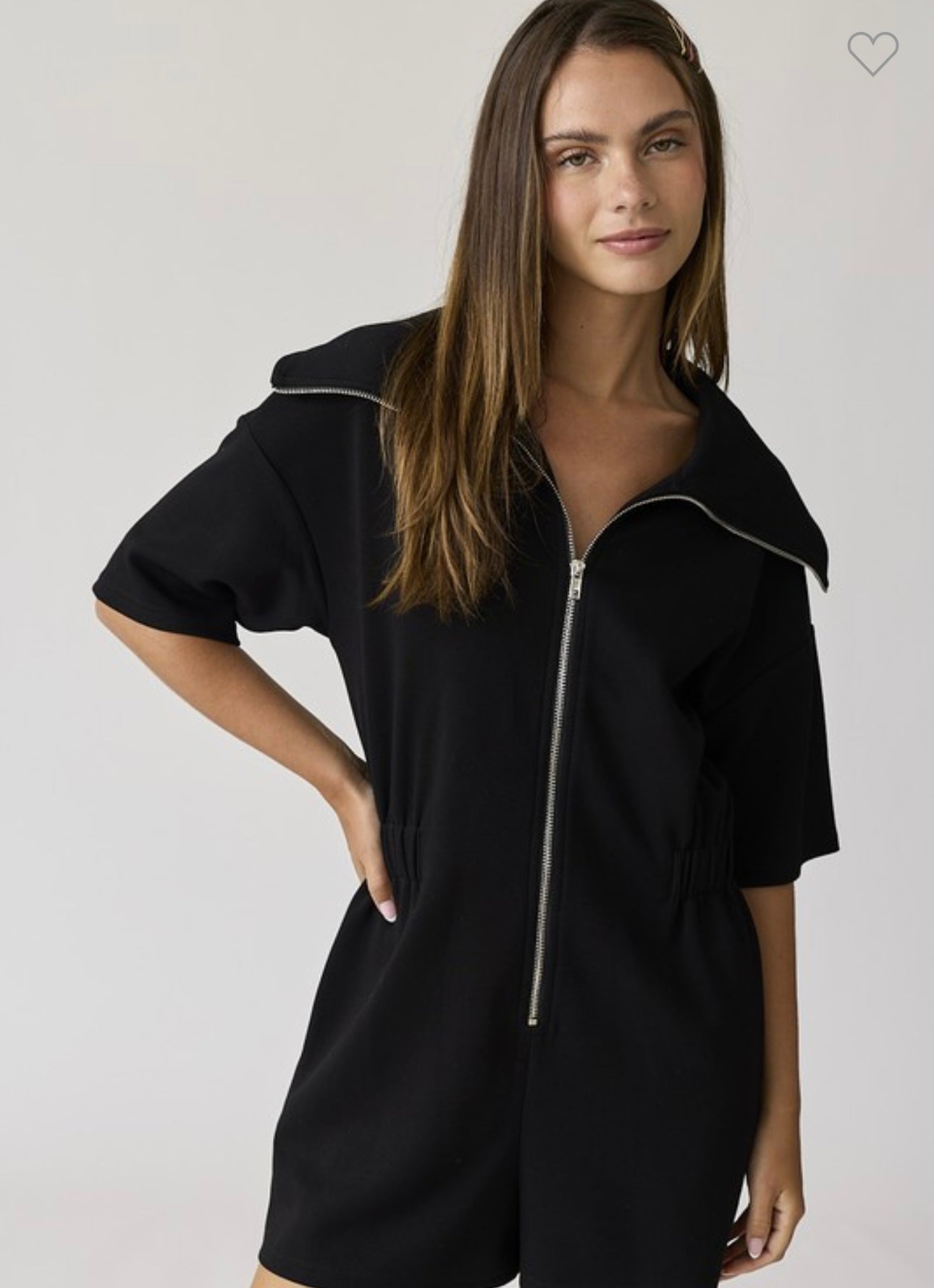 Collared Front Zip Romper