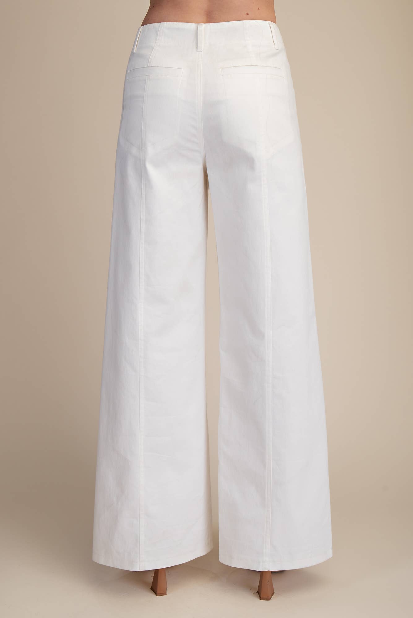 White High Rise Wide Leg Pants