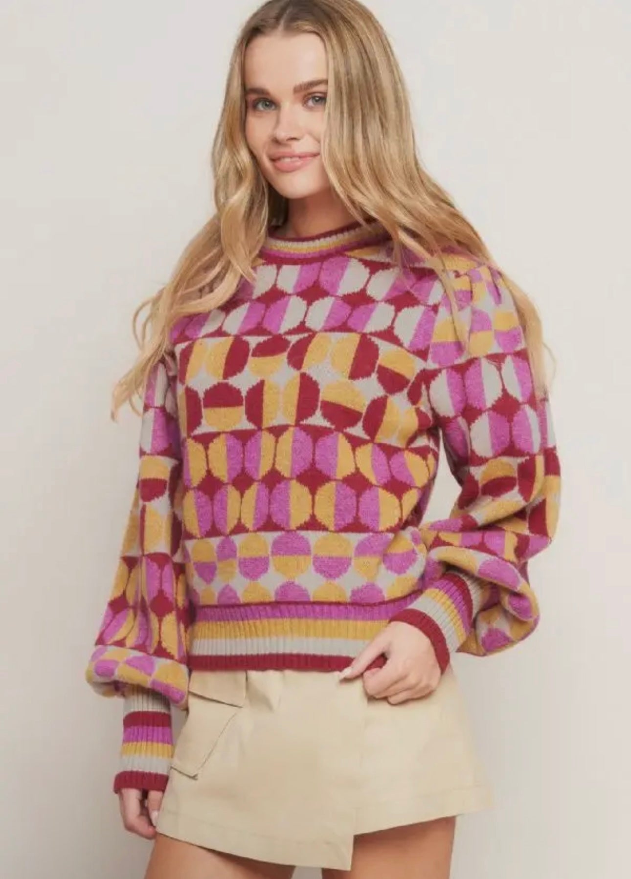 Jacquard Knit Geometric Sweater