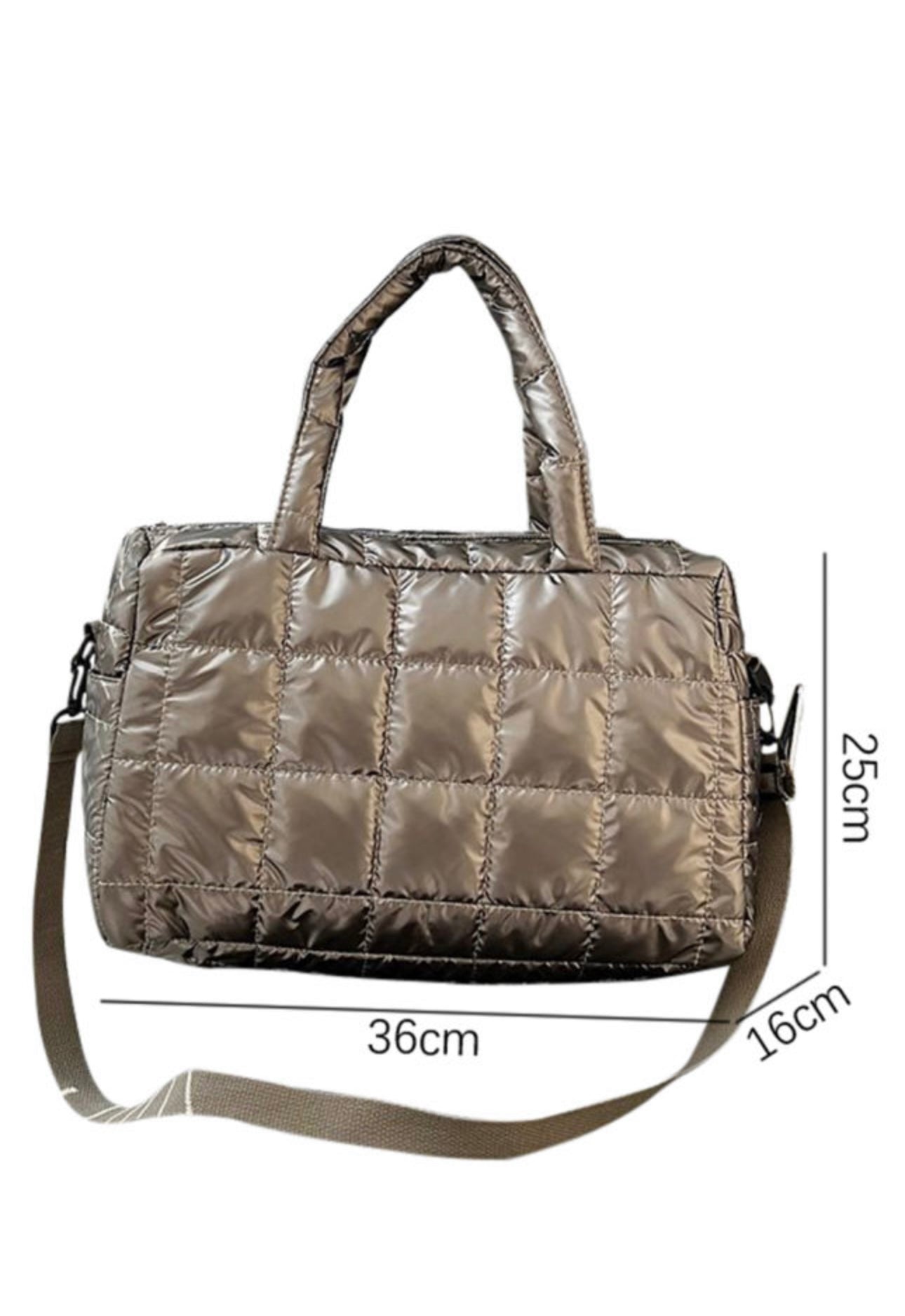 Gold Large Quilted Puffer Tote