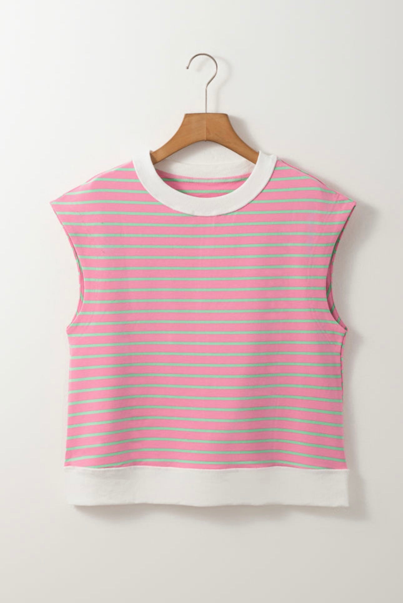 Pink Striped Cap Sleeve Top