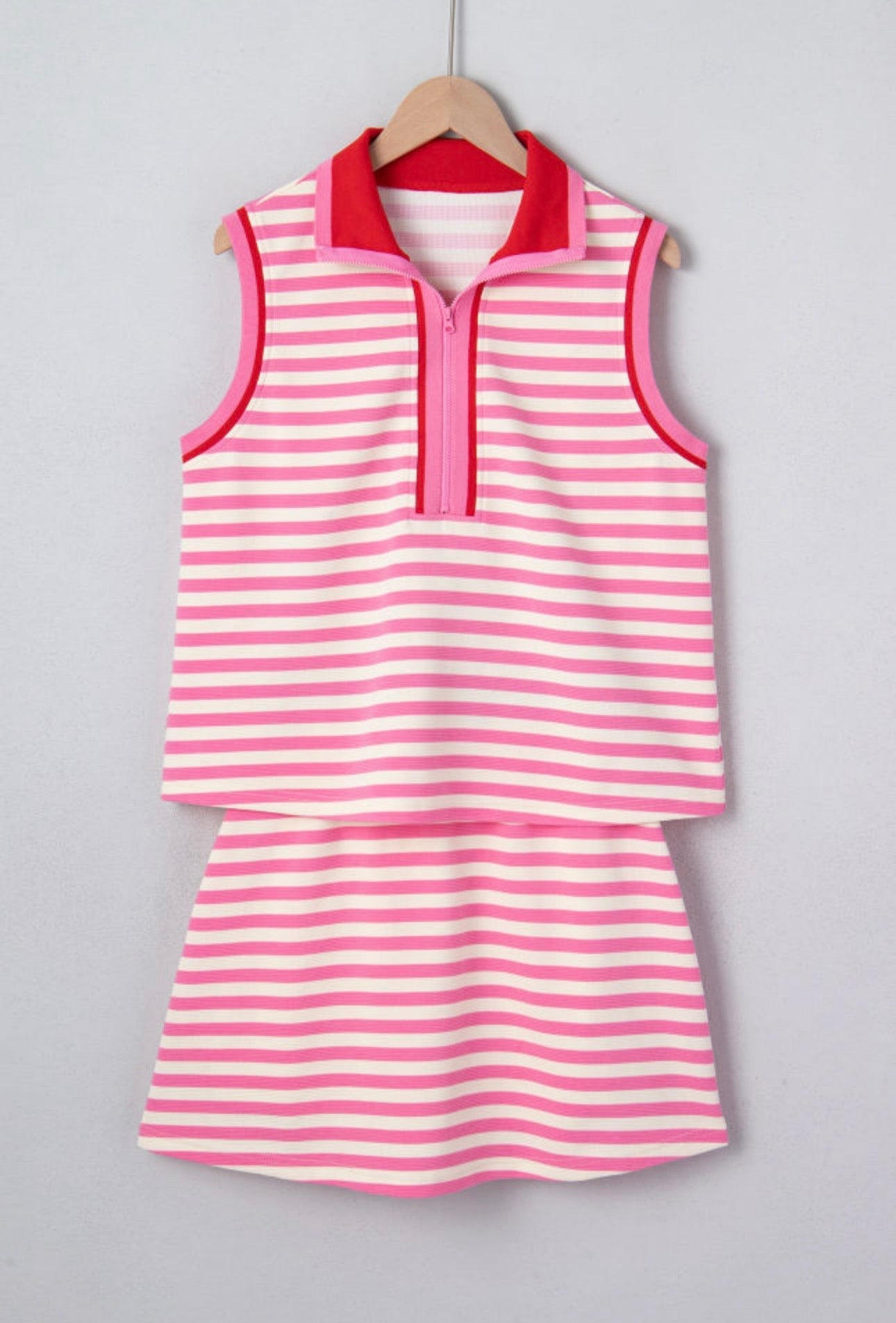 Pink Stripe Skort Set