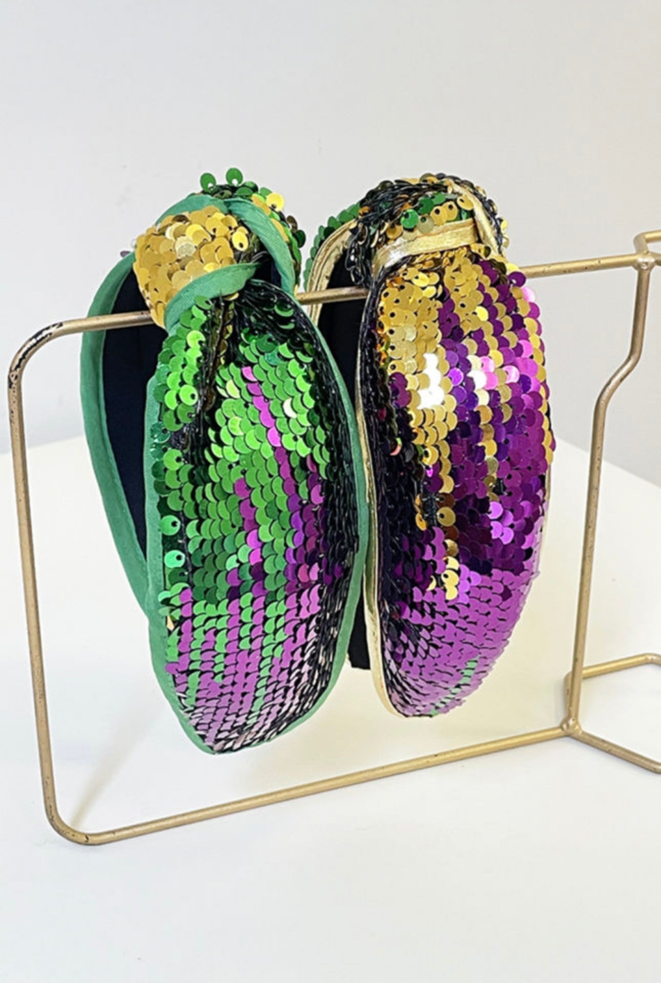 Mardi Gras Sequined Knotted Headband