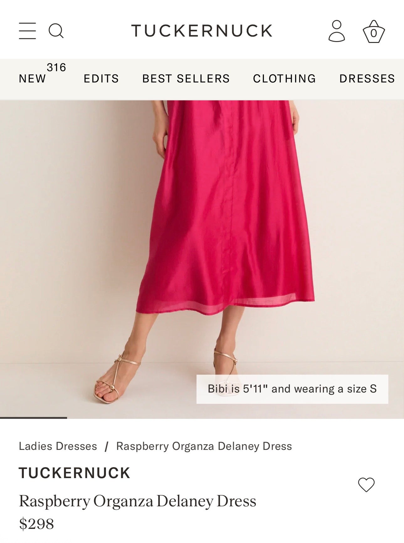 TUCKERNUCK Raspberry Organza Delaney Dress Size-Small