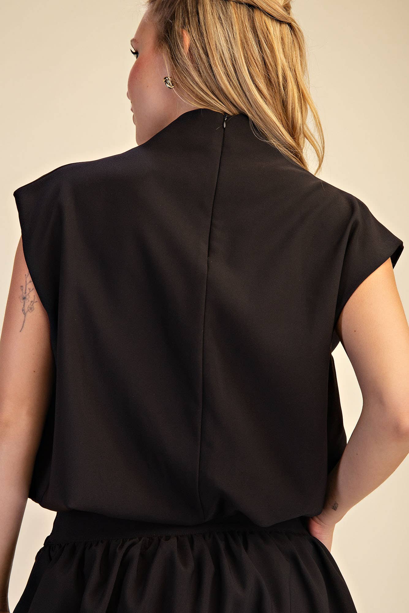 Mock Neck Balloon Top