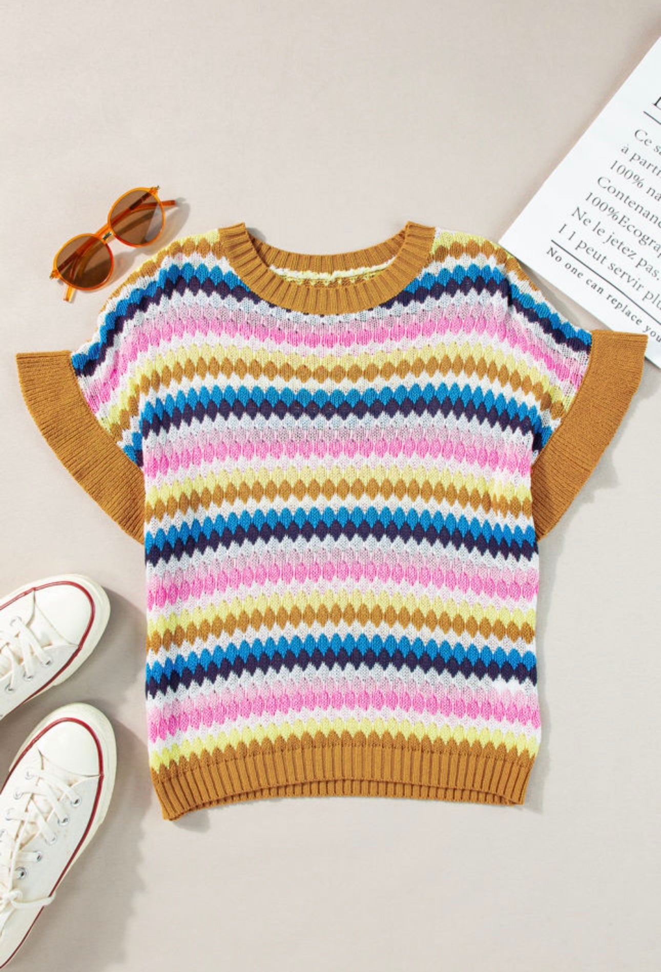 Striped Ruffle Trim Sweater