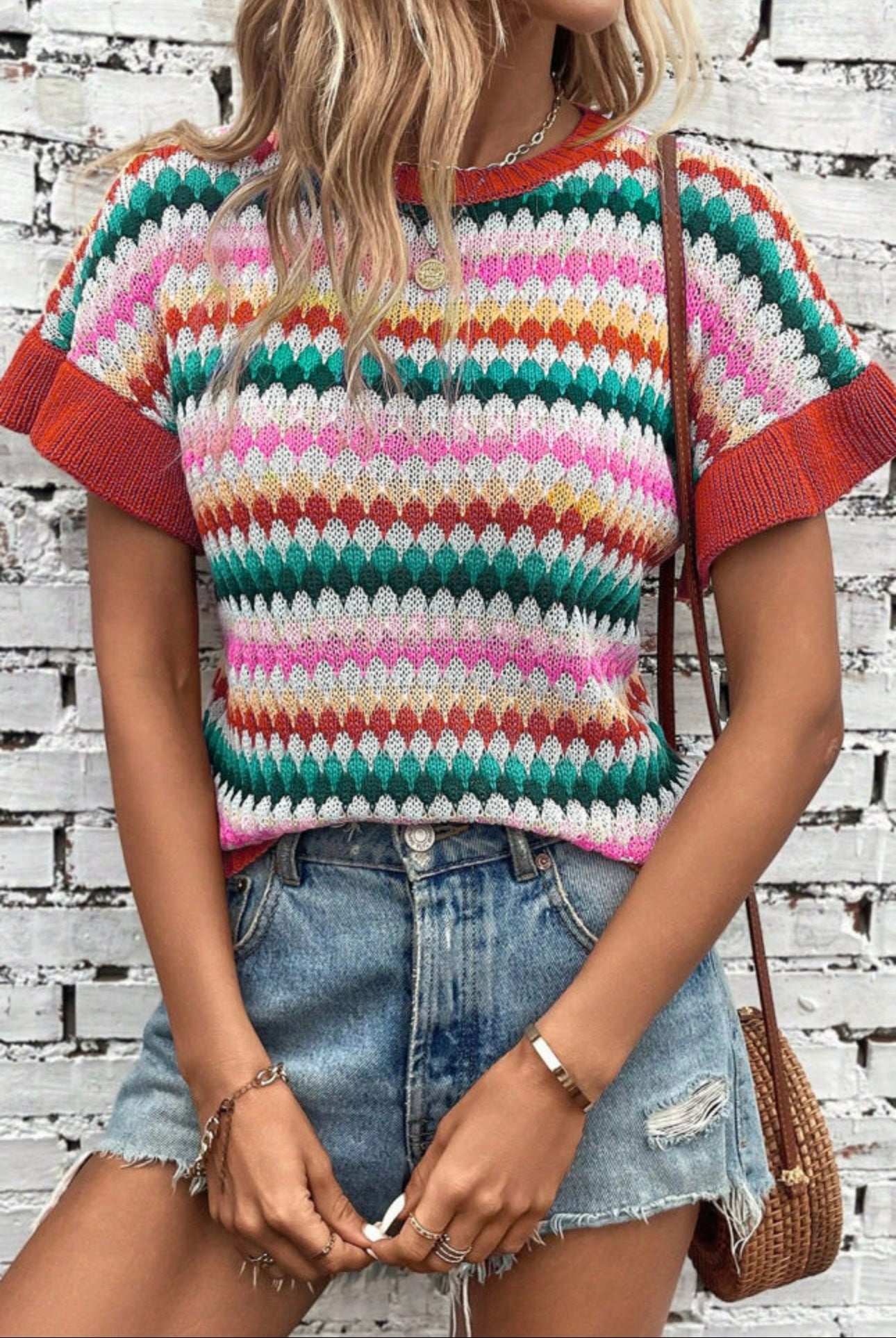 Striped Ruffle Trim Sweater
