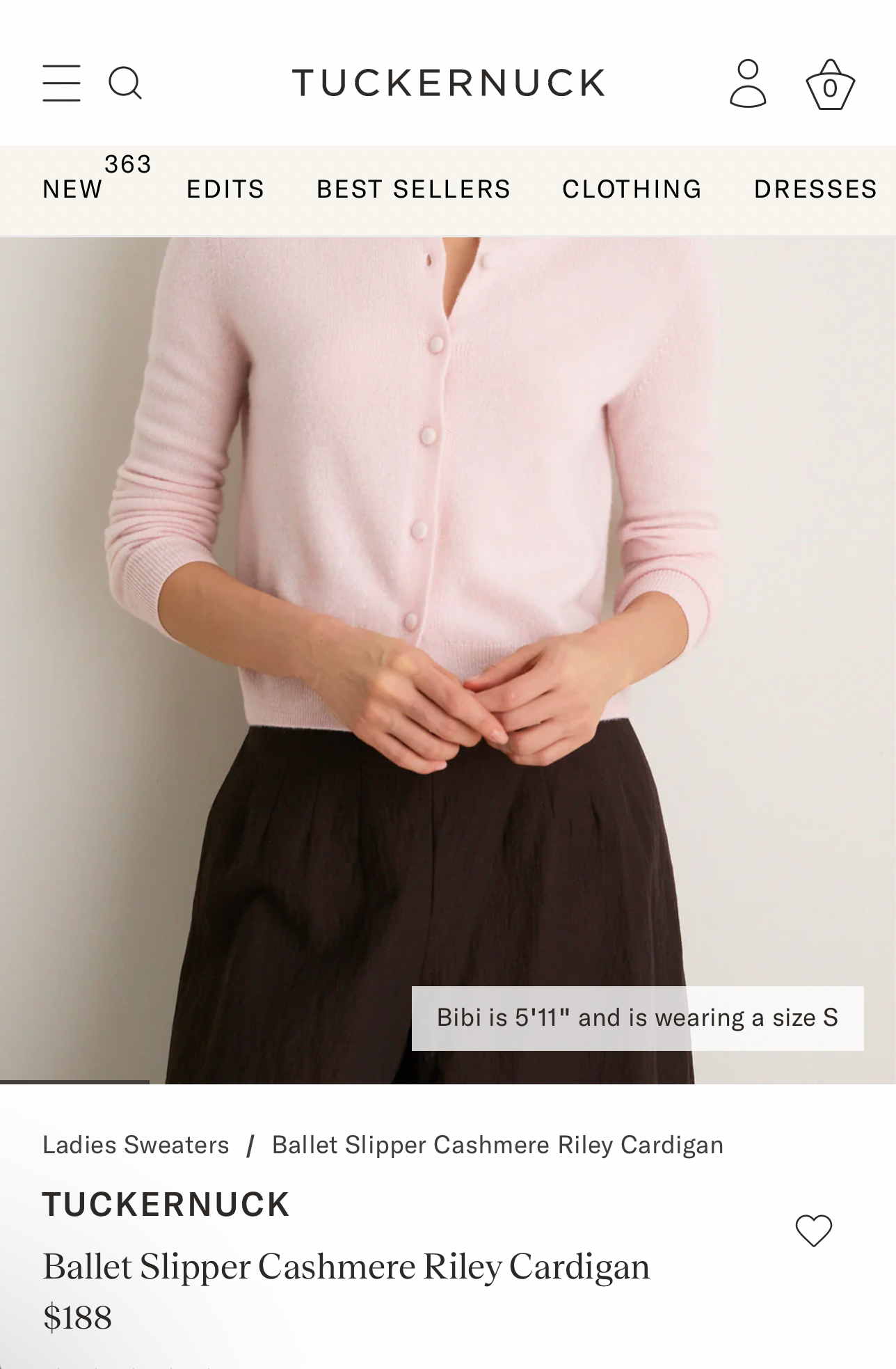 TUCKERNUCK Ballet Slipper Cashmere Riley Cardigan-Size XS