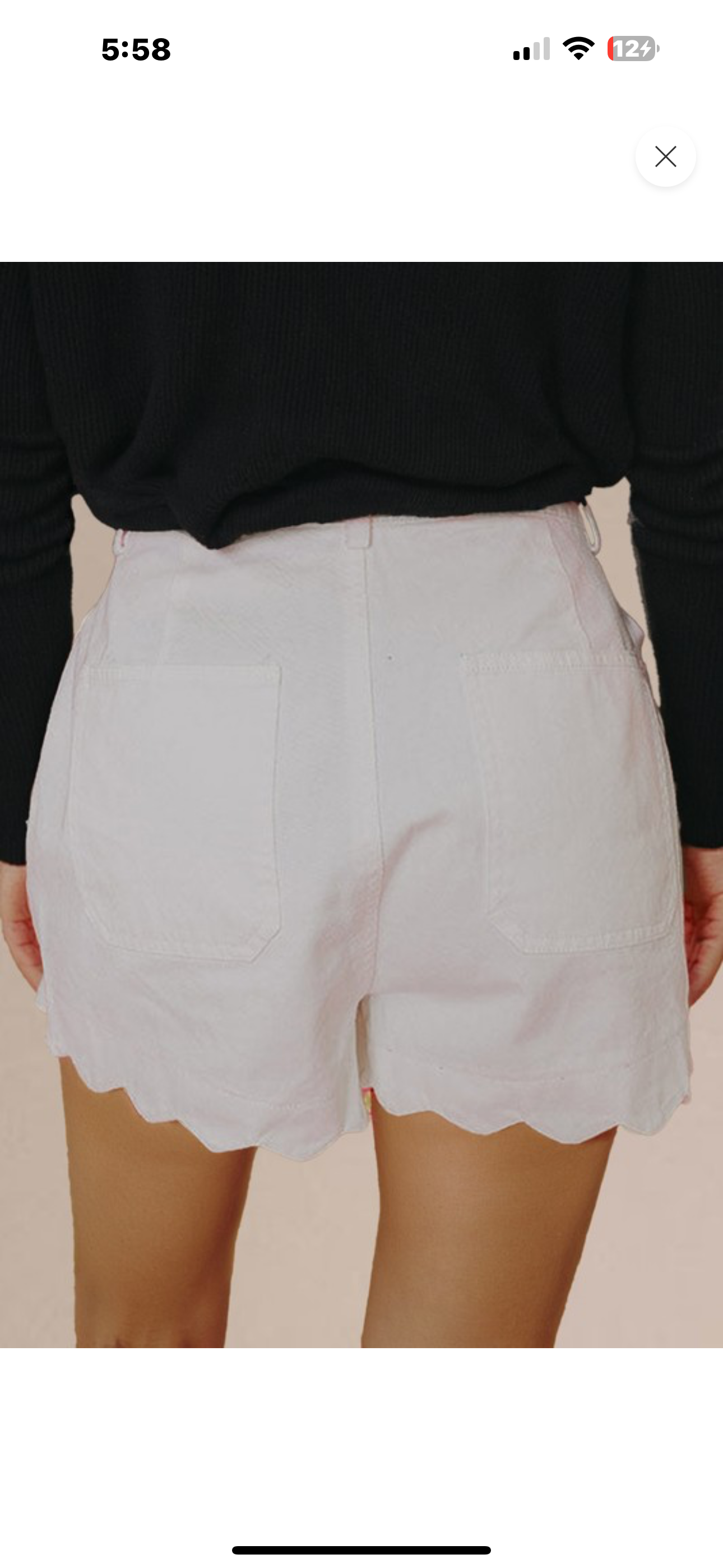 Scalloped Hem High Waist Denim Shorts