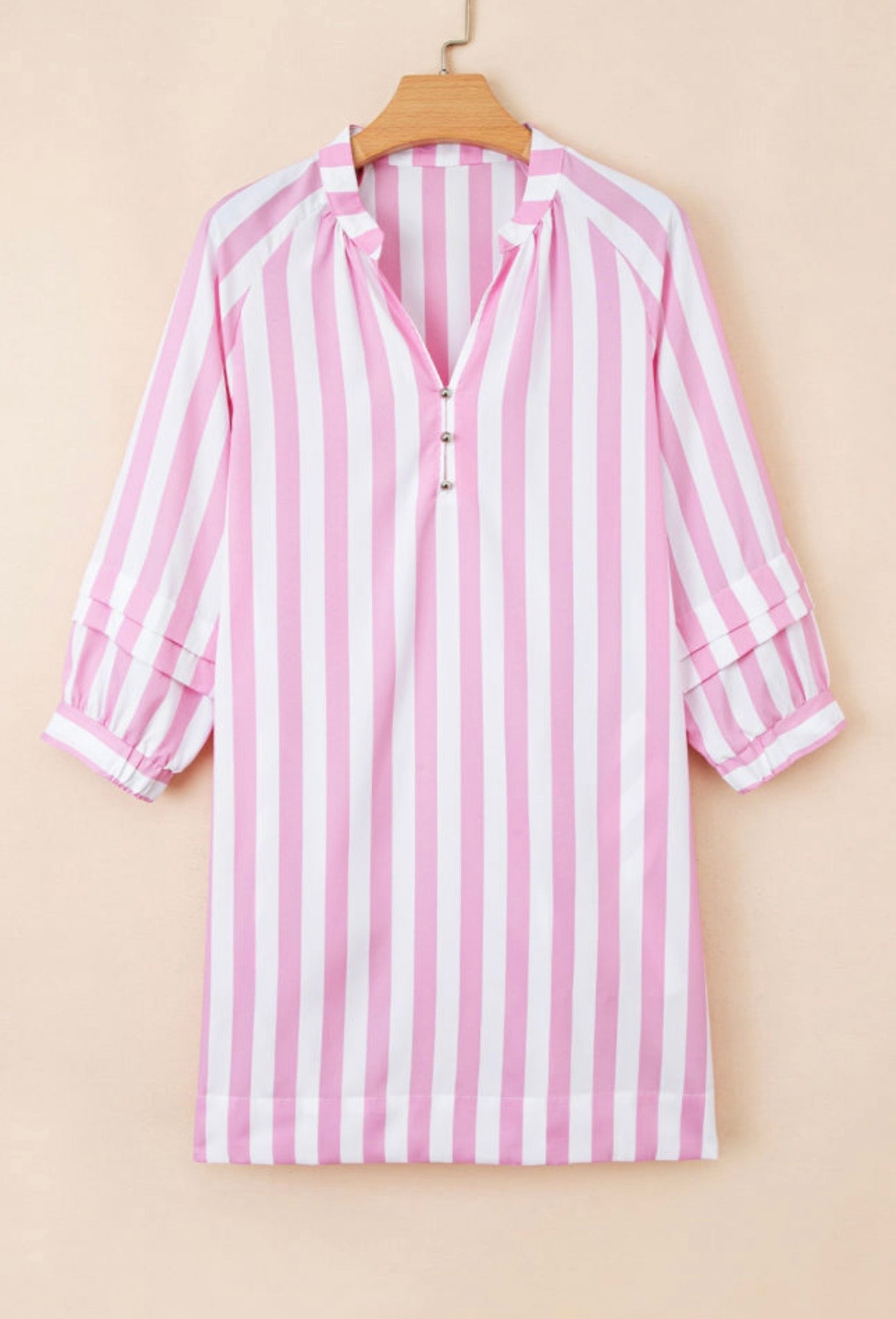 Pink & White Stripe Short Dress