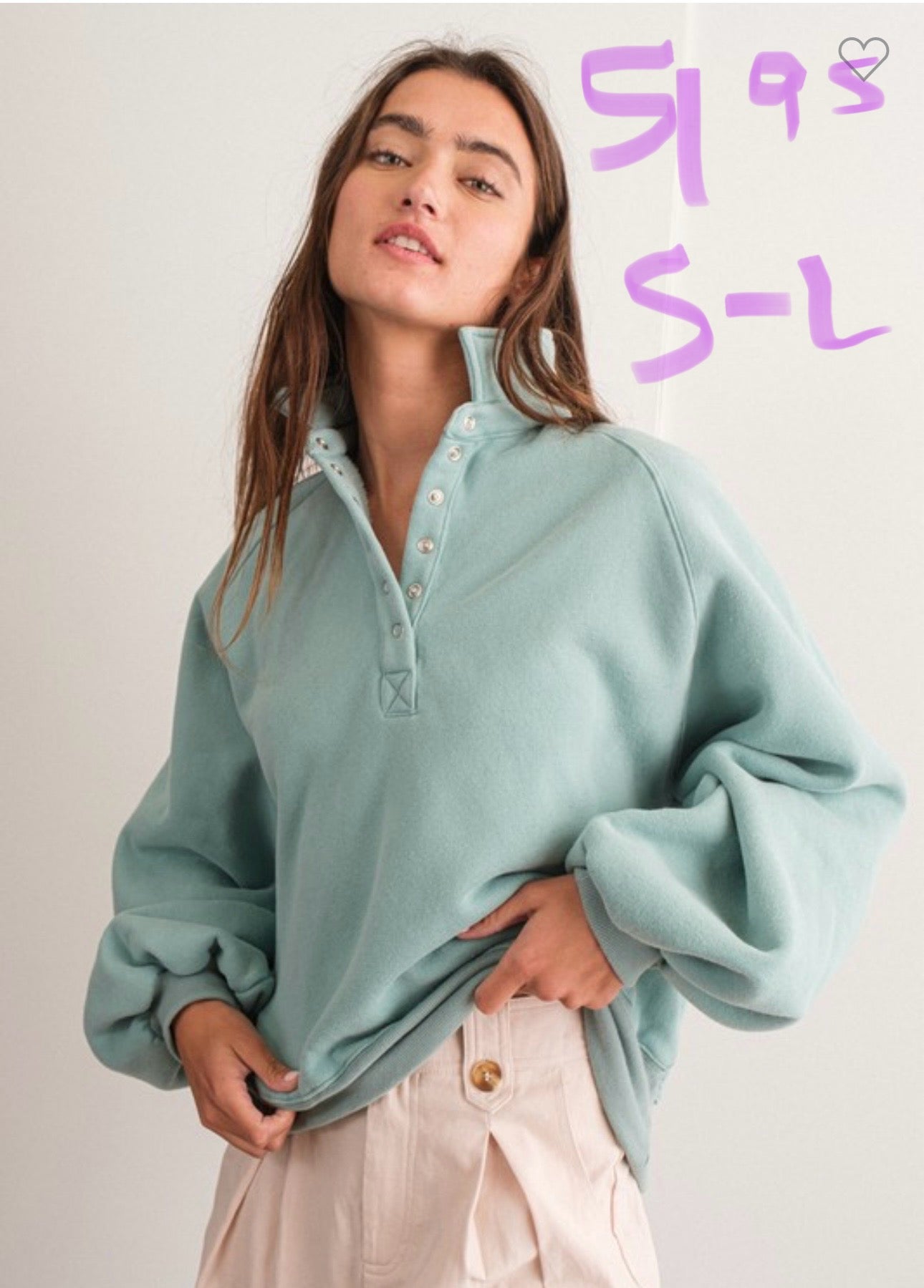 Soft, Cozy Snap V Neck Pullover Sweatshirt