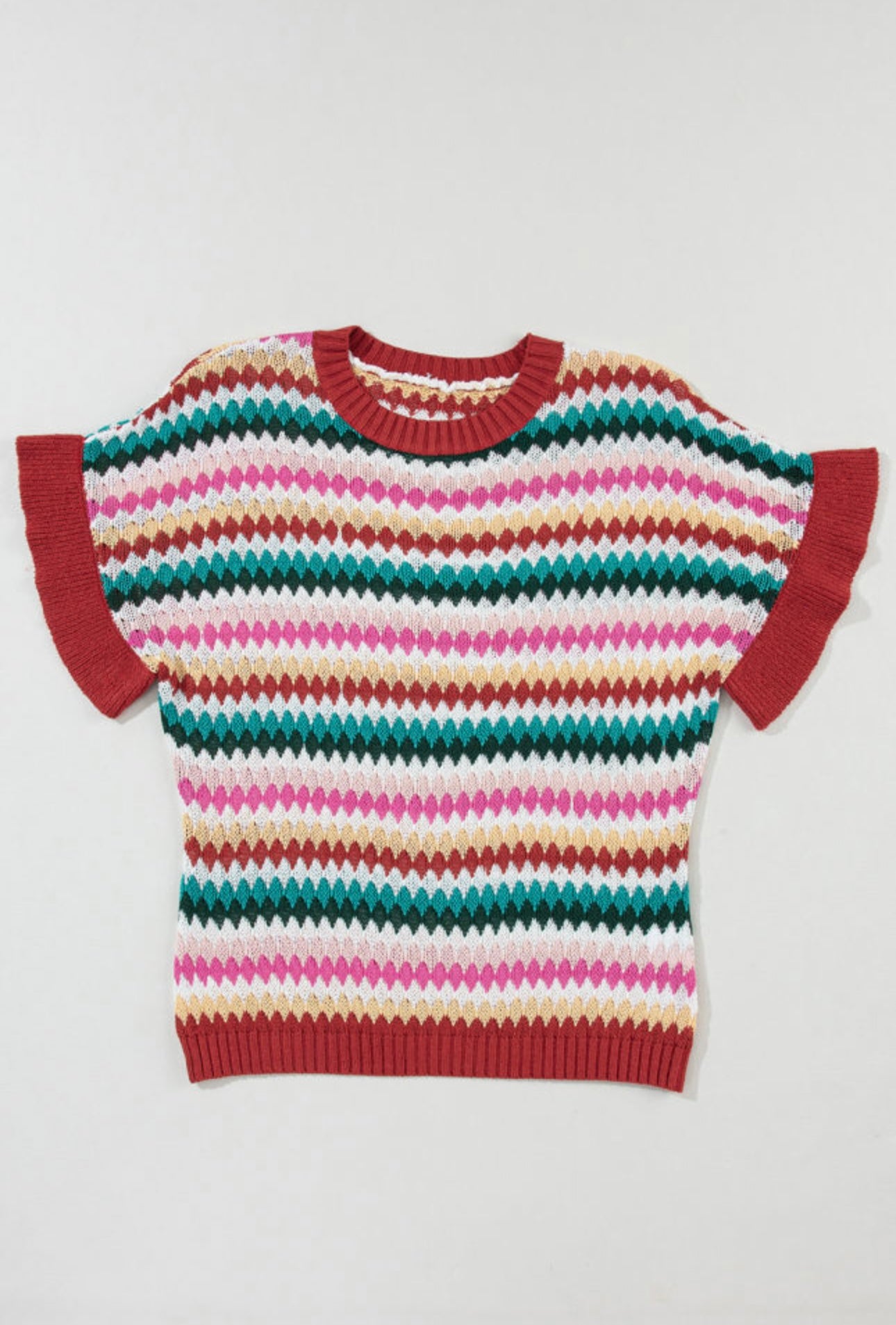 Striped Ruffle Trim Sweater