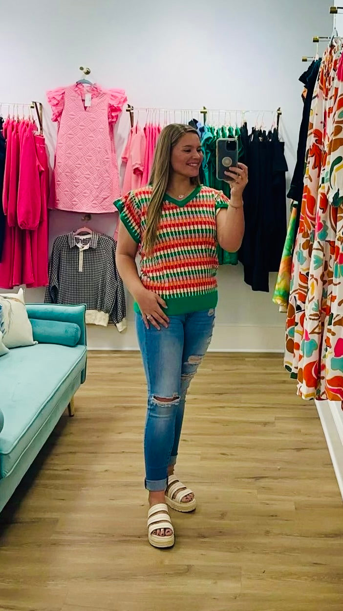 Softest Cap Sleeve Ribbed Trim Sweater