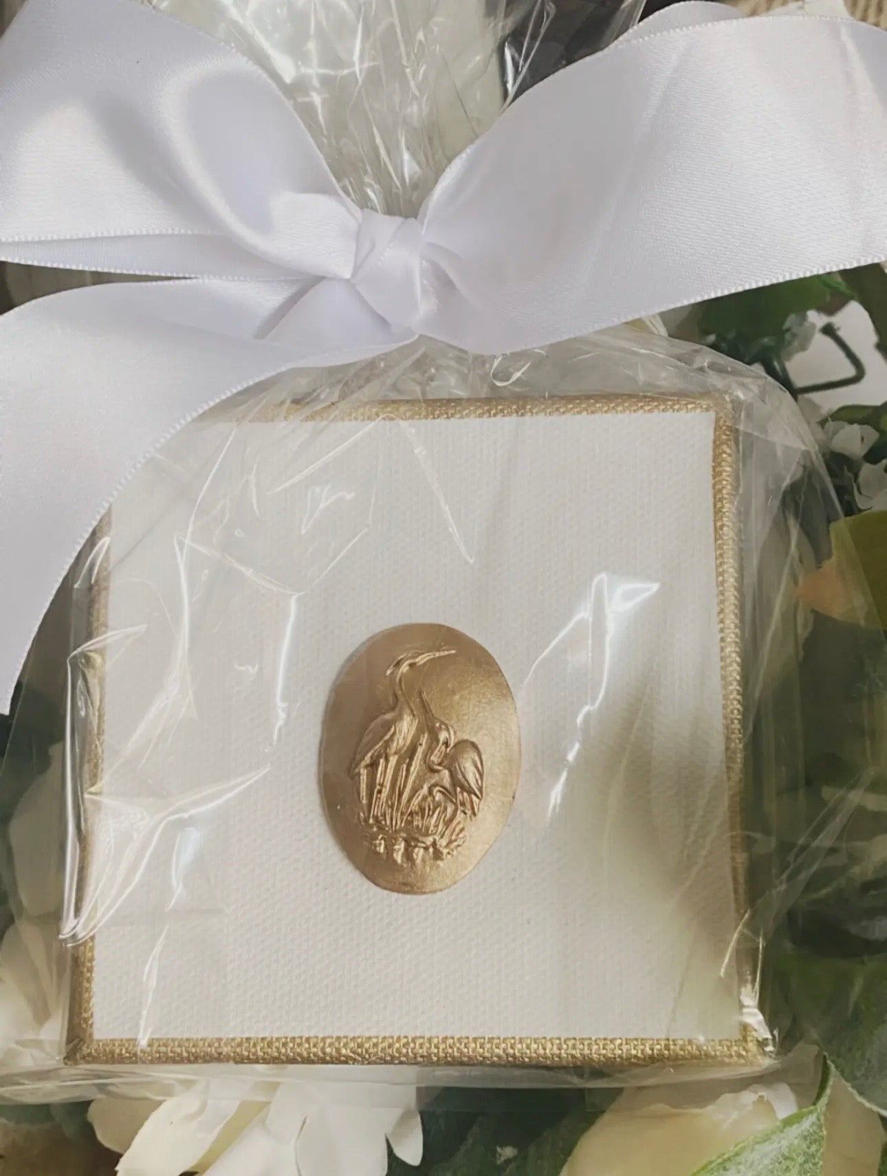 Gilded Egret Intaglio on 4x4 Canvas by Rouge 225