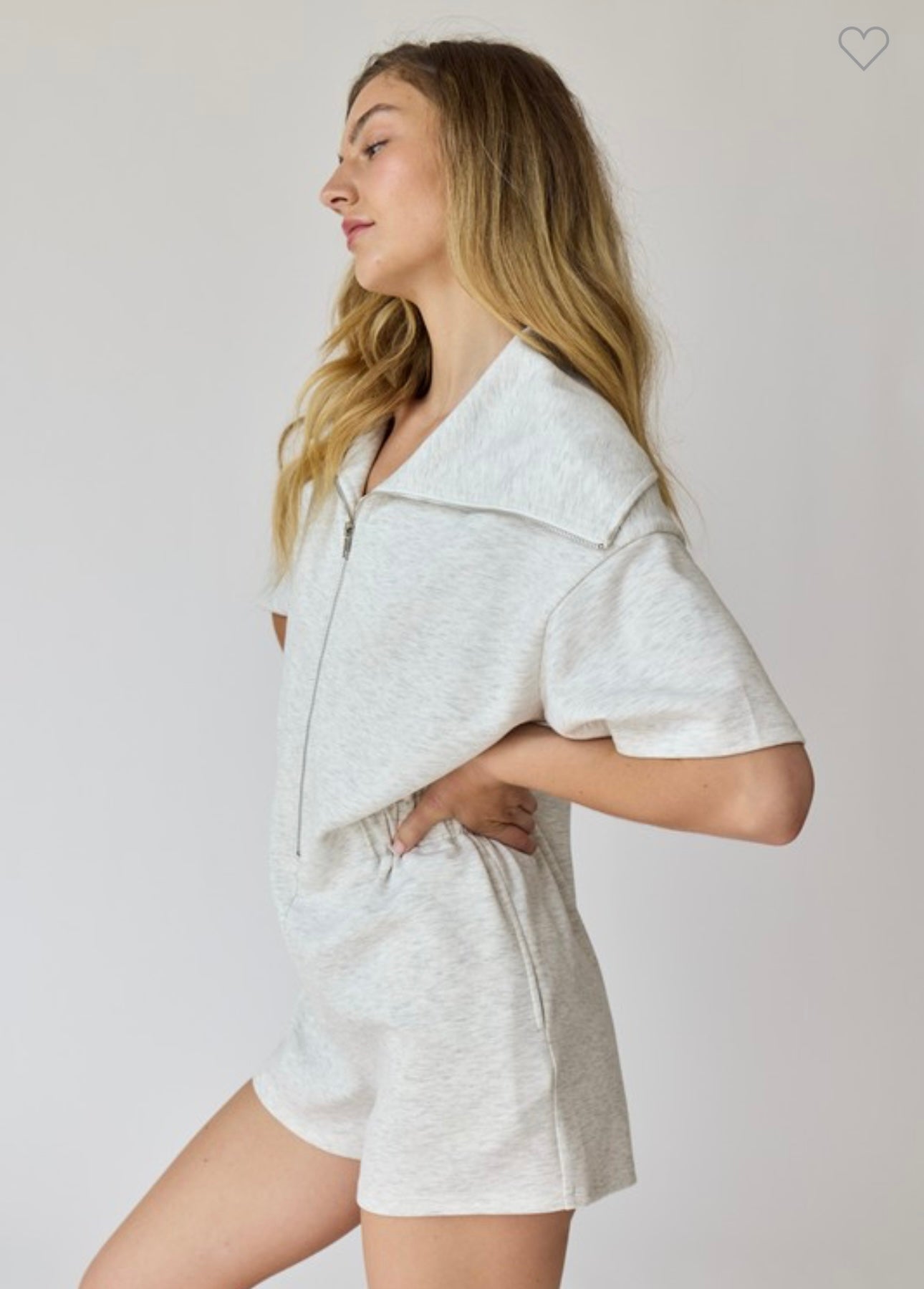 Collared Front Zip Romper