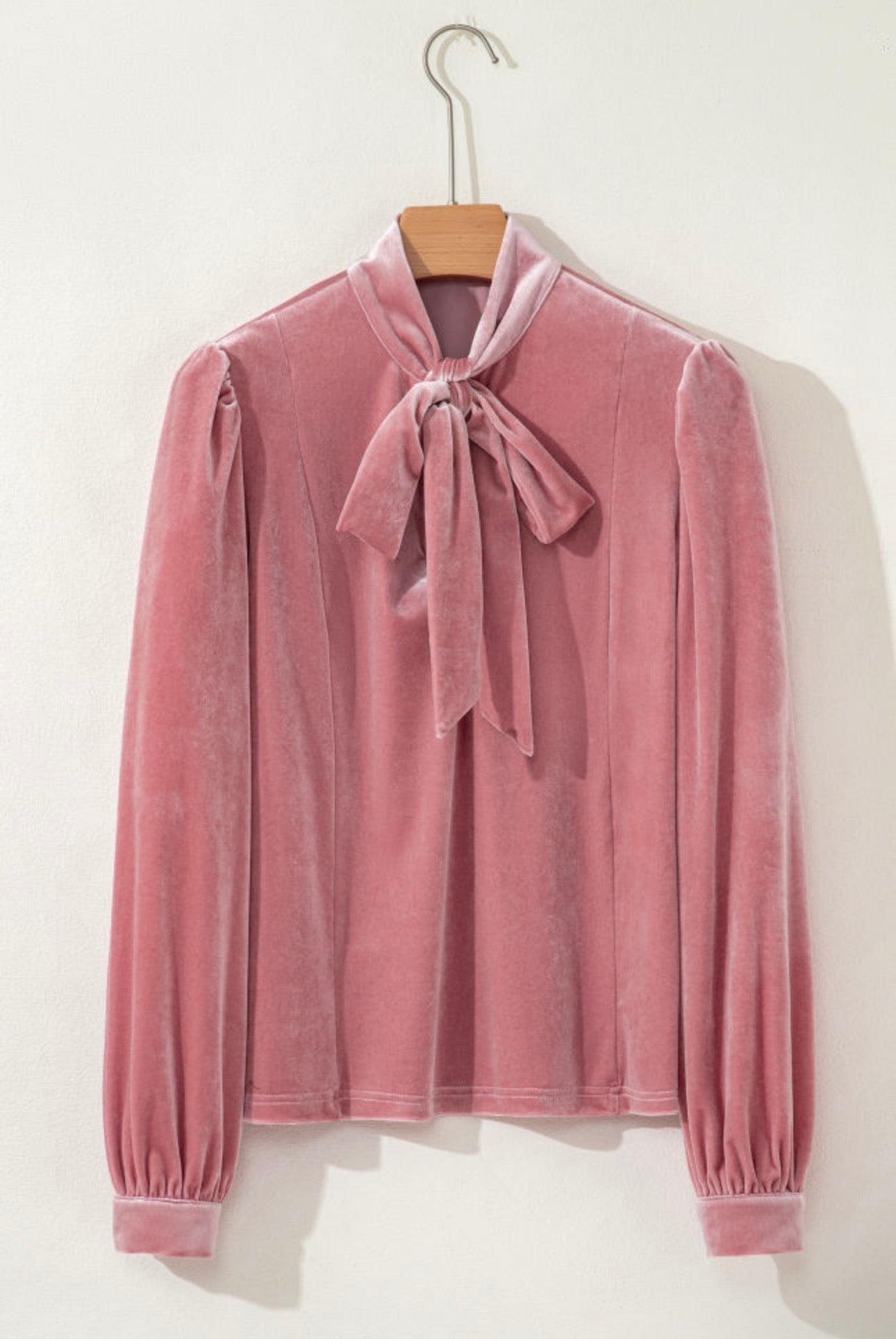 Pink Velvet Bow Blouse