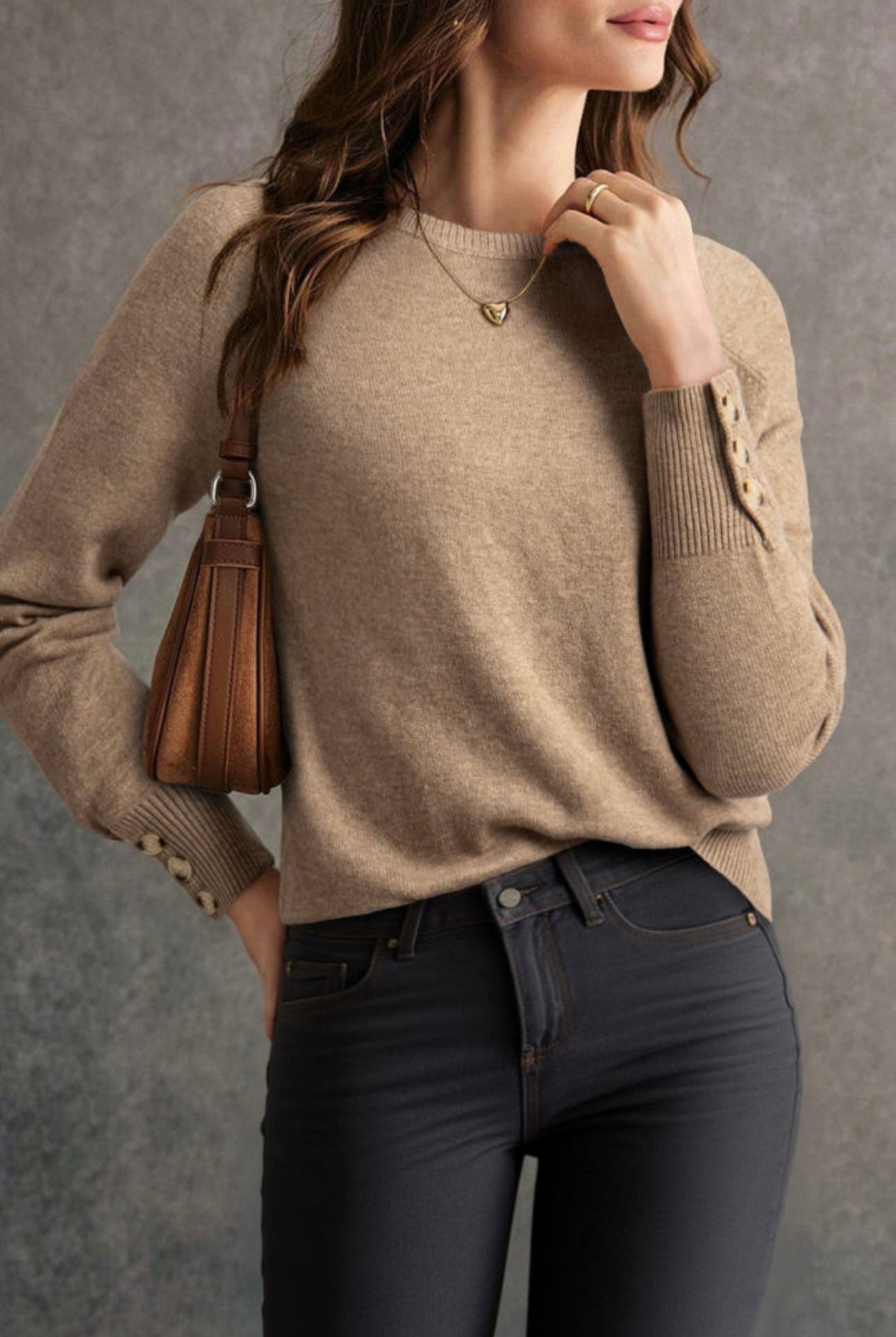 Bishop Sleeve Crew Neck Sweater