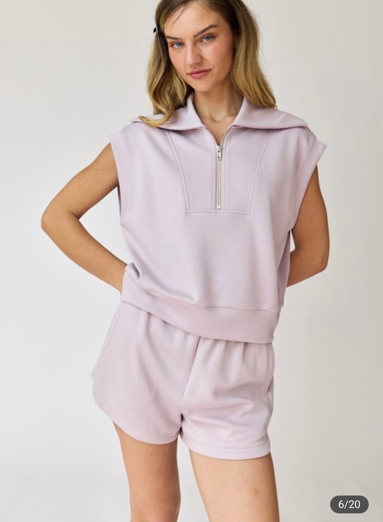 Half Zip Modal Cropped Top and Shorts Set