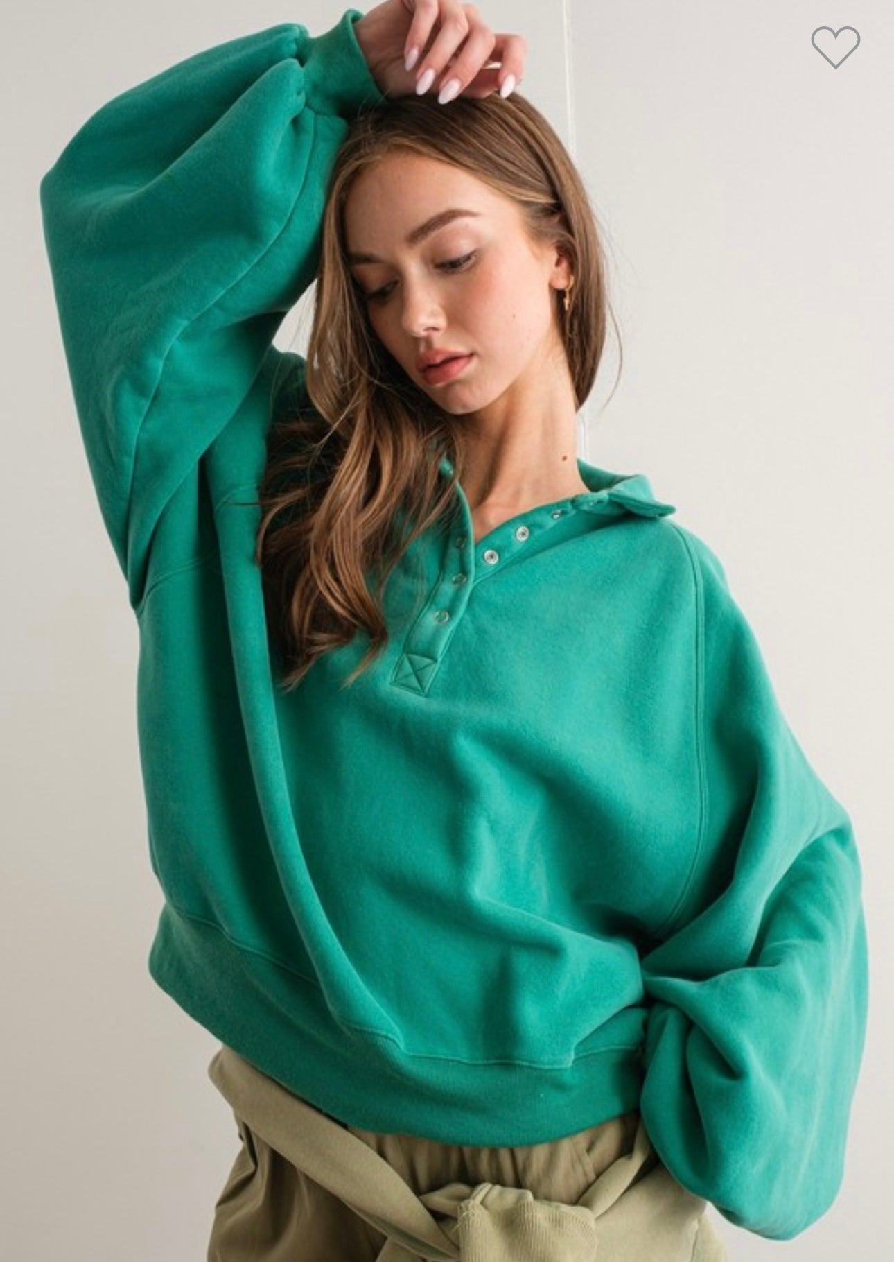 Soft, Cozy Snap V Neck Pullover Sweatshirt