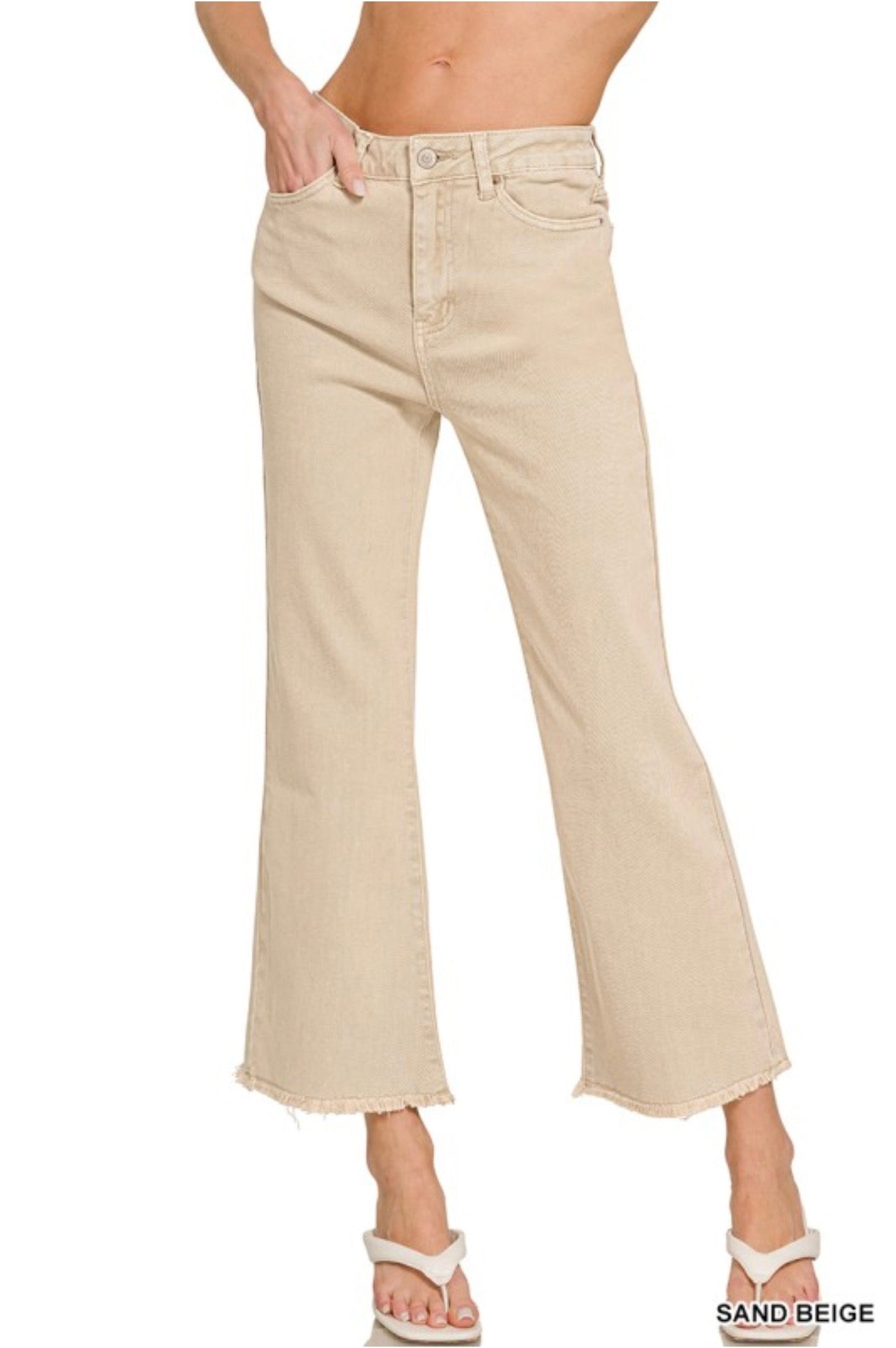 Acid Washed High Waist Frayed Hem Bootcut Jeans