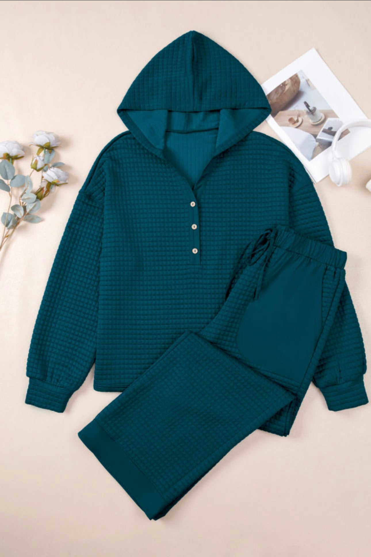 Teal Waffled Textured Set
