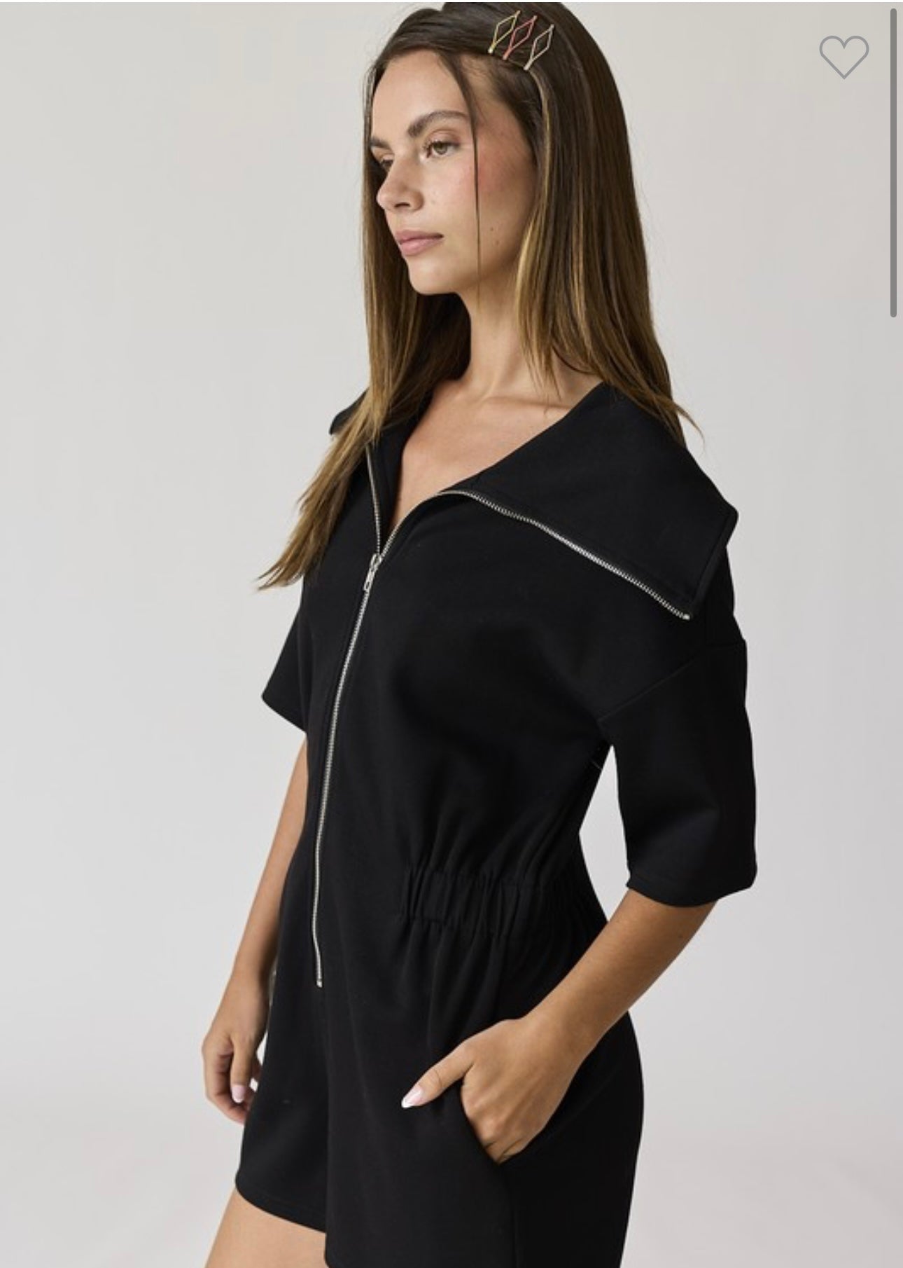 Collared Front Zip Romper