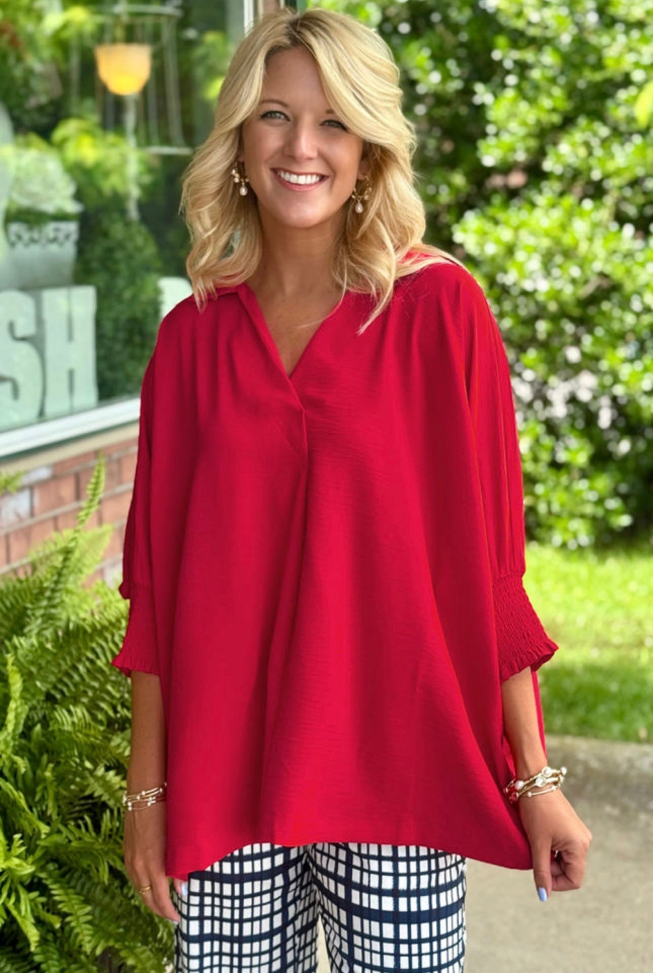 Red Oversized Tunic Top