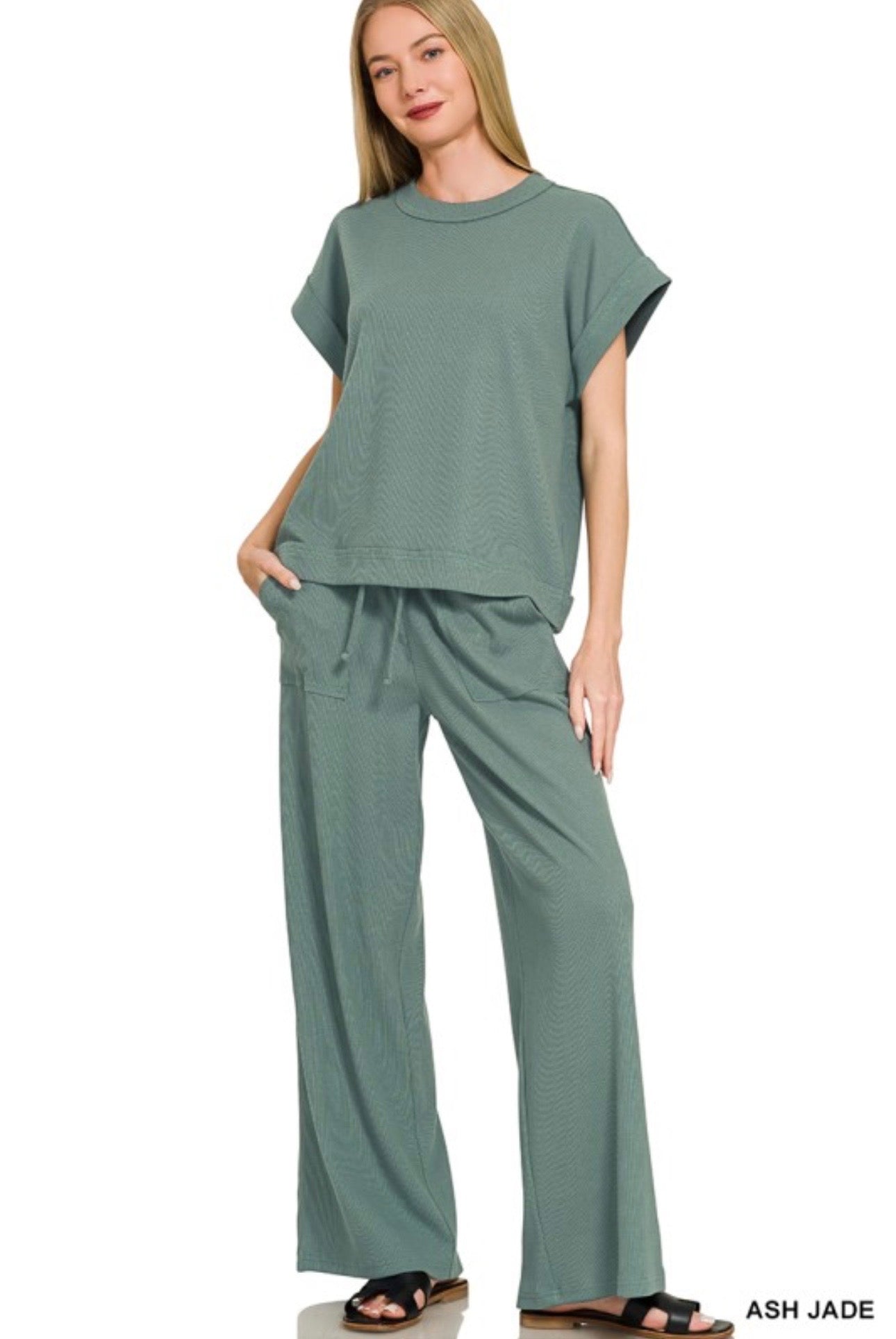 Ribbed Tee and Pants Set