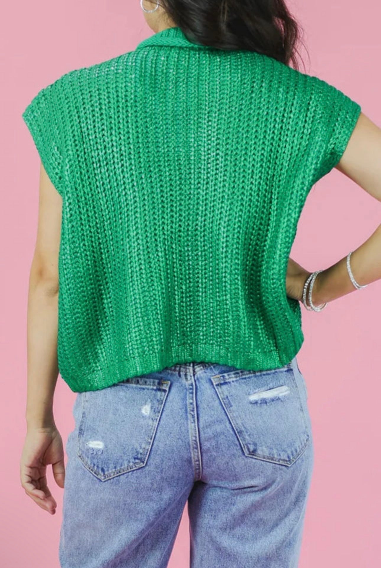 Shiny High Neck Short Sleeve Sweater