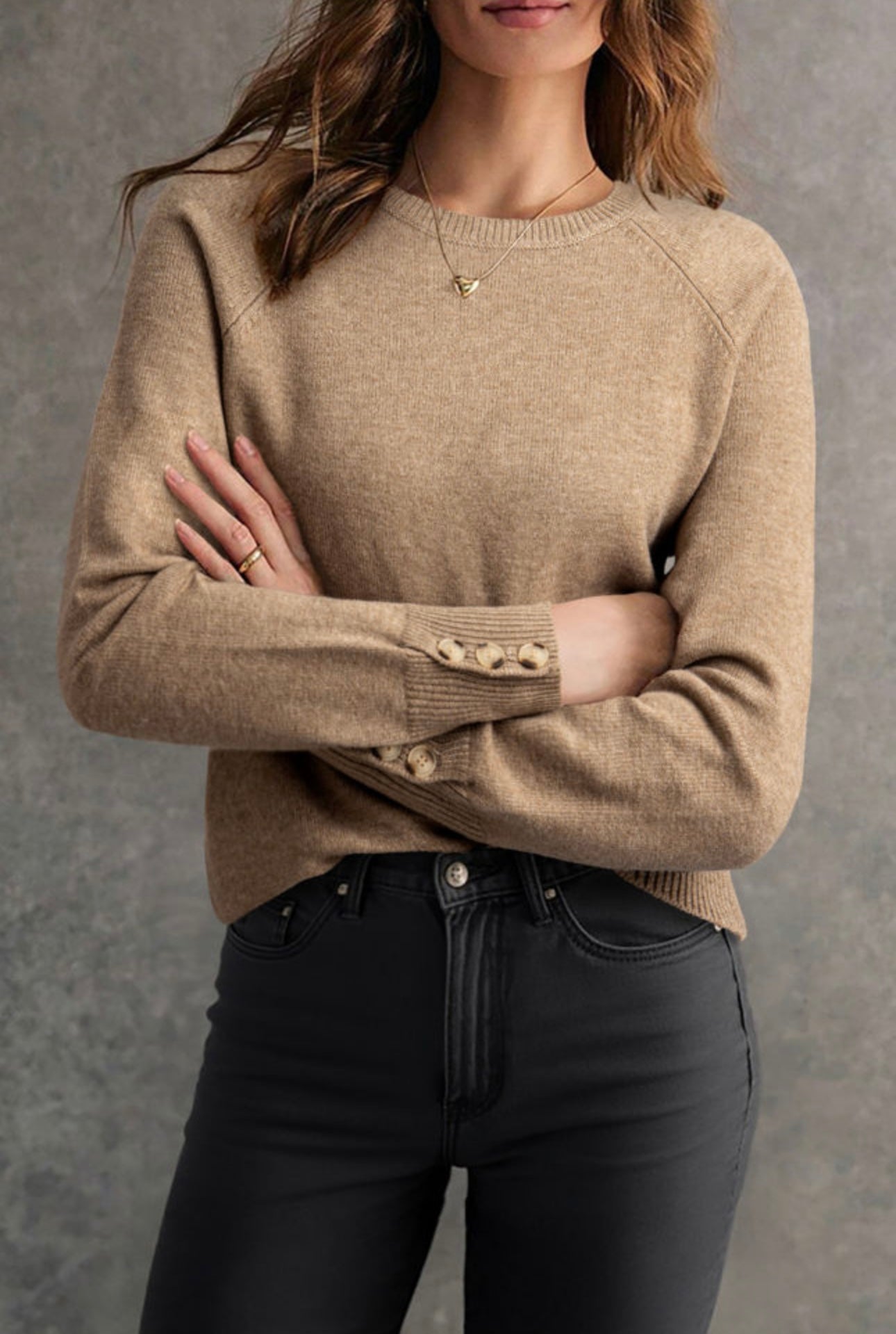 Bishop Sleeve Crew Neck Sweater