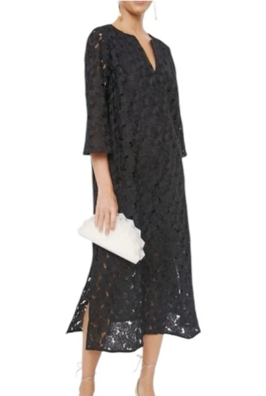 Tuckernuck Jamie Black Lace Eyelet Midi Kaftan Dress-Size Small
