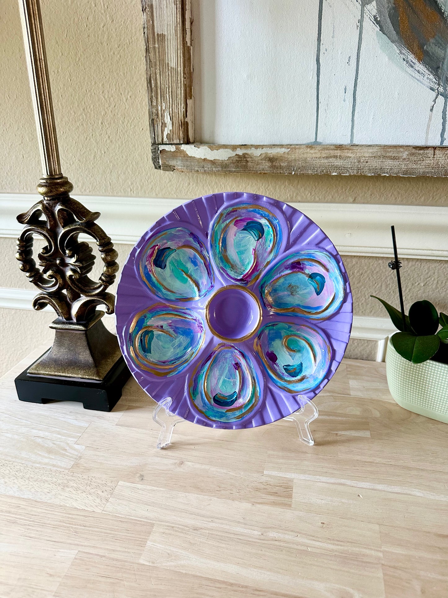 “Lavender Louisianne” Hand-Painted Gilded Oyster Plate