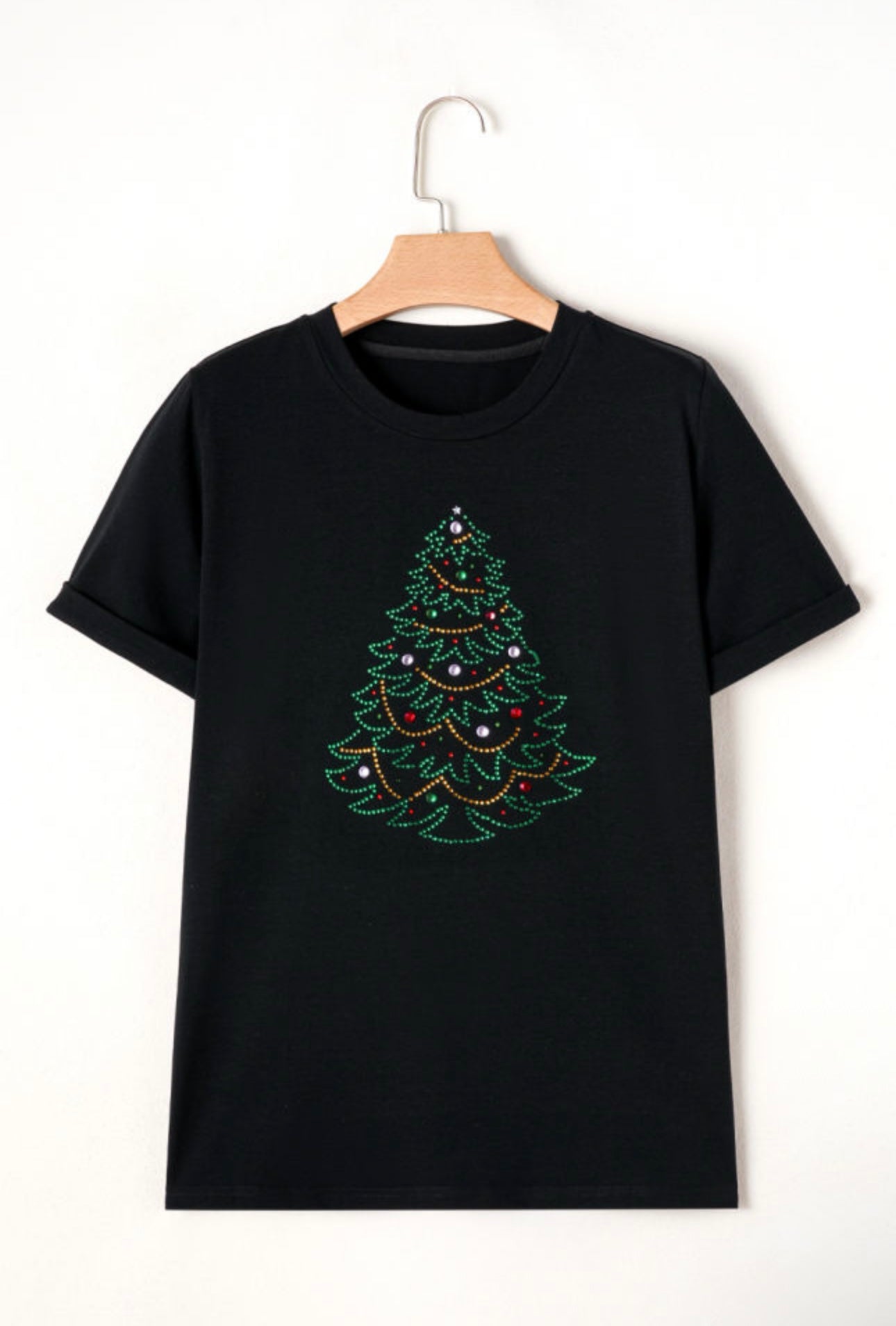 Black Rhinestone Christmas Tree Tee