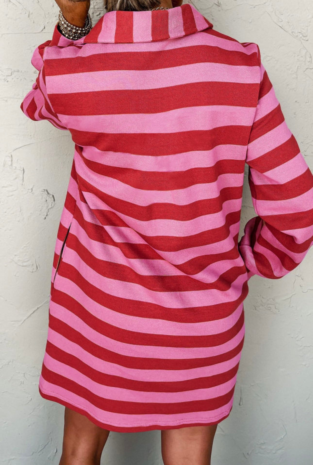 Red & Pink Striped Dress