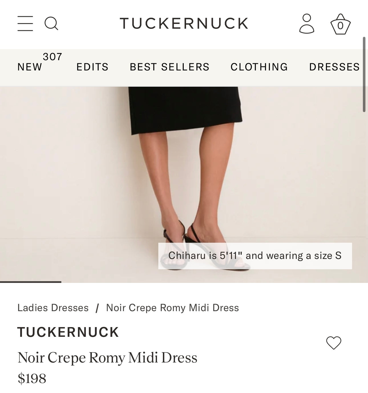 TUCKERNUCK Noir Crepe Romy Midi Dress Dress-Size XS & Small
