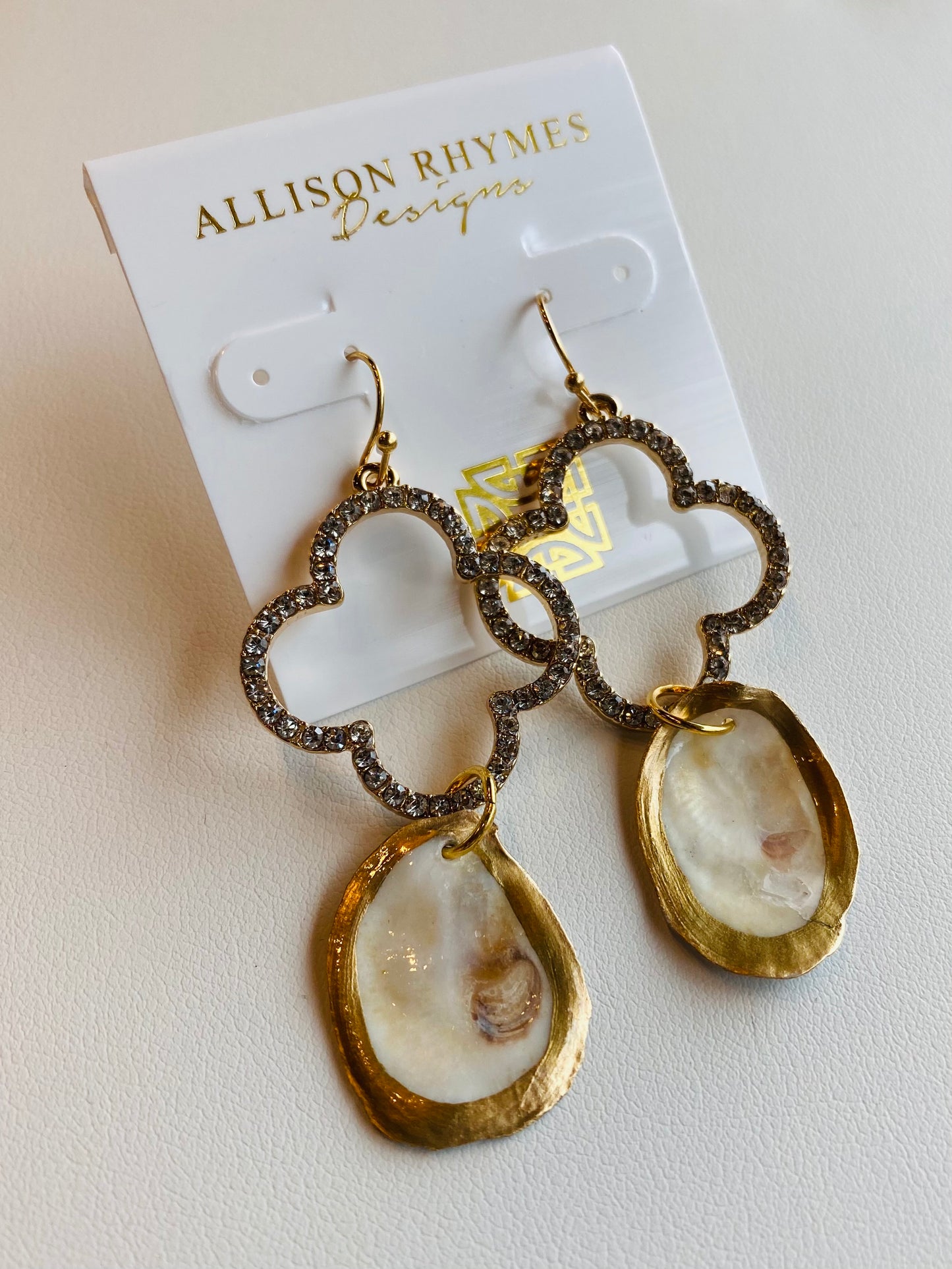 “Diamond” Quatrefoil Oyster Earrings
