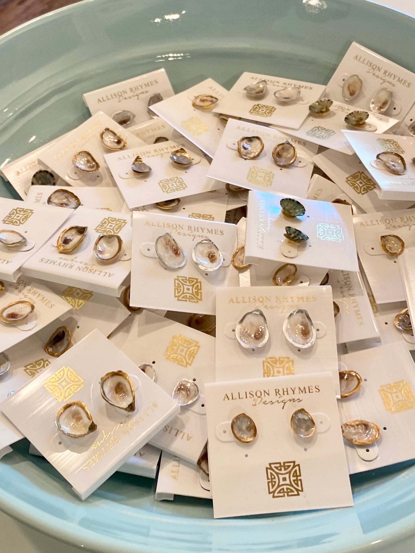 Gold Oyster Stud Earrings