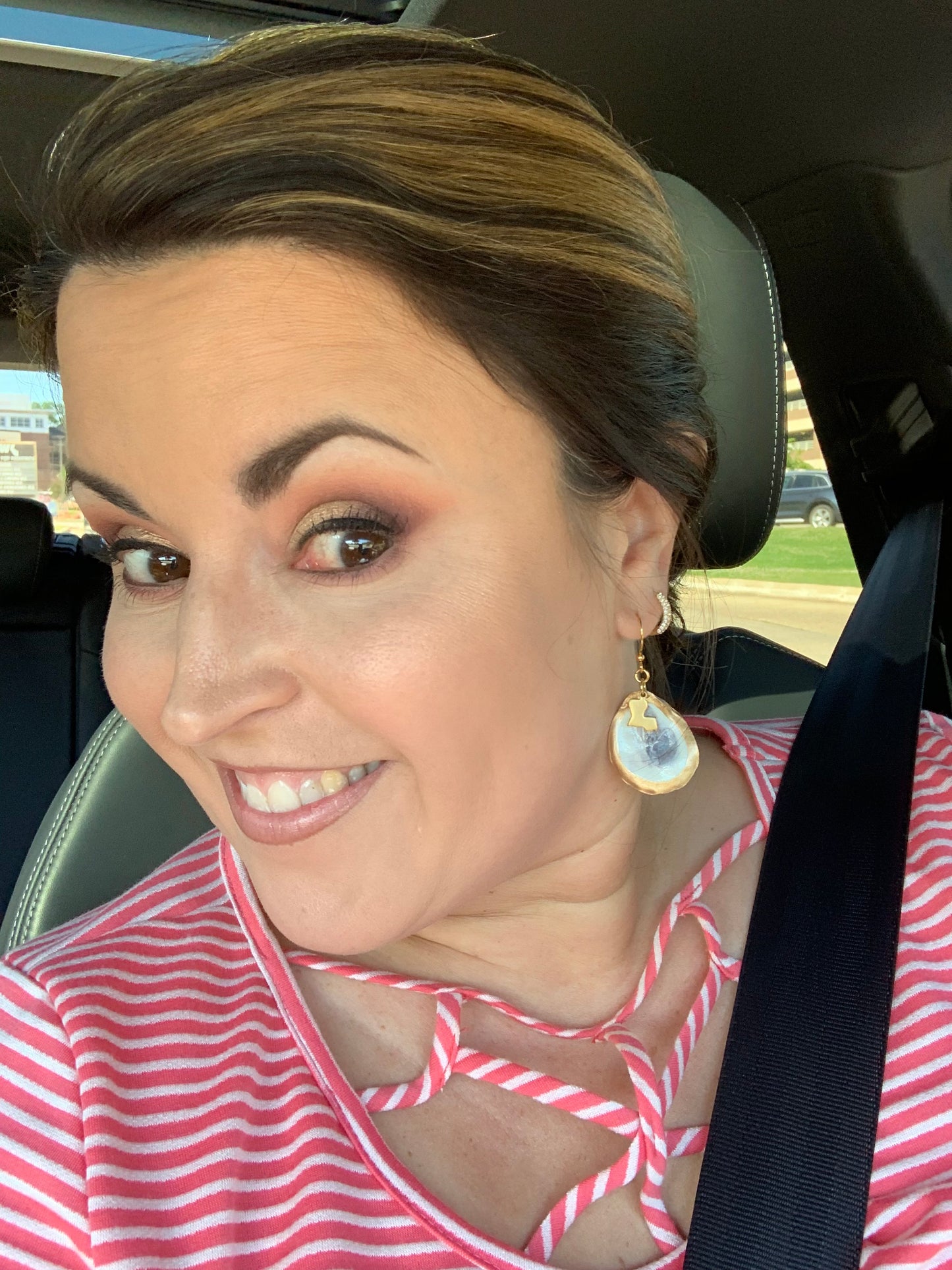 Gold Oyster Drop Earrings