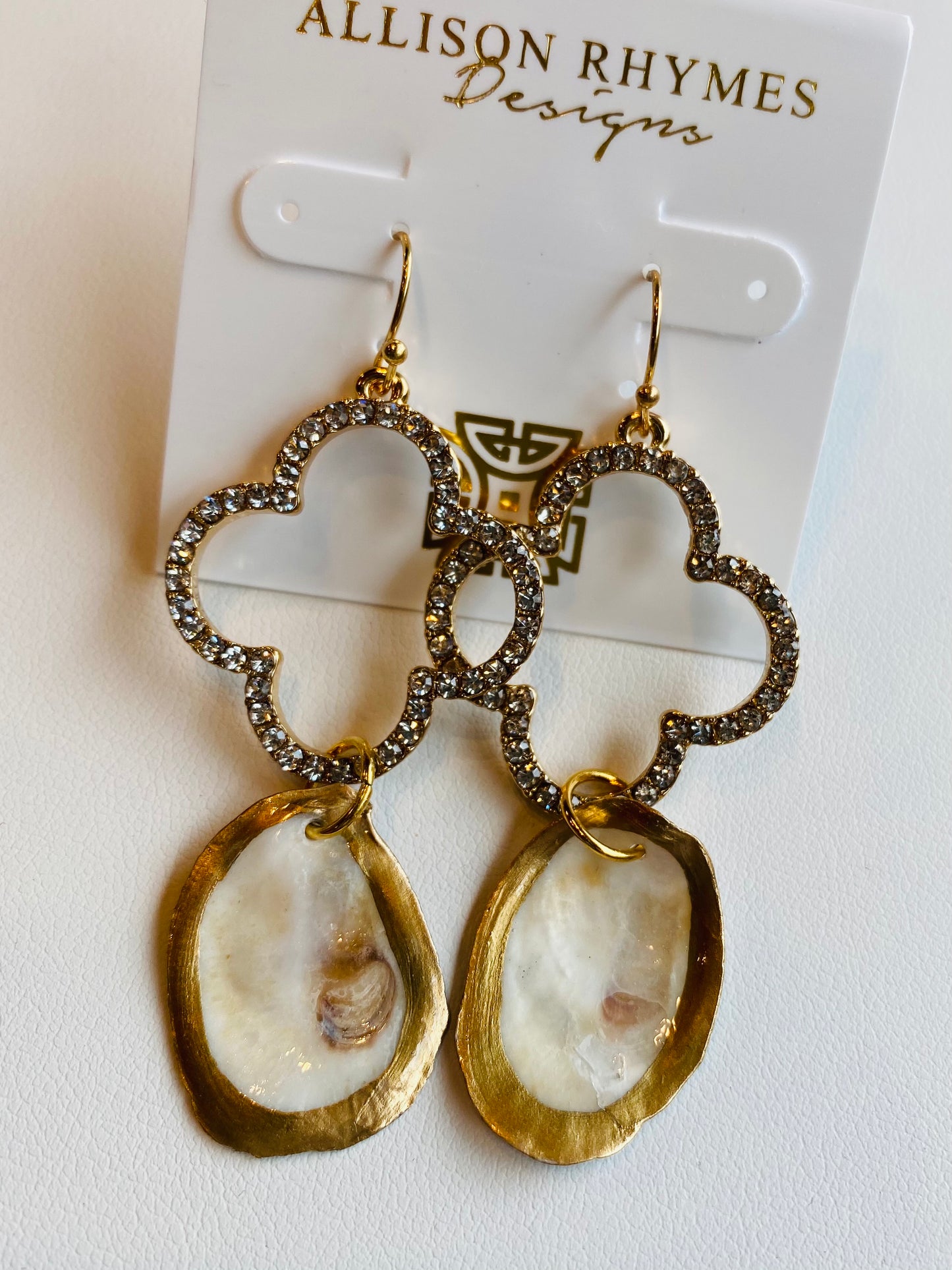 “Diamond” Quatrefoil Oyster Earrings