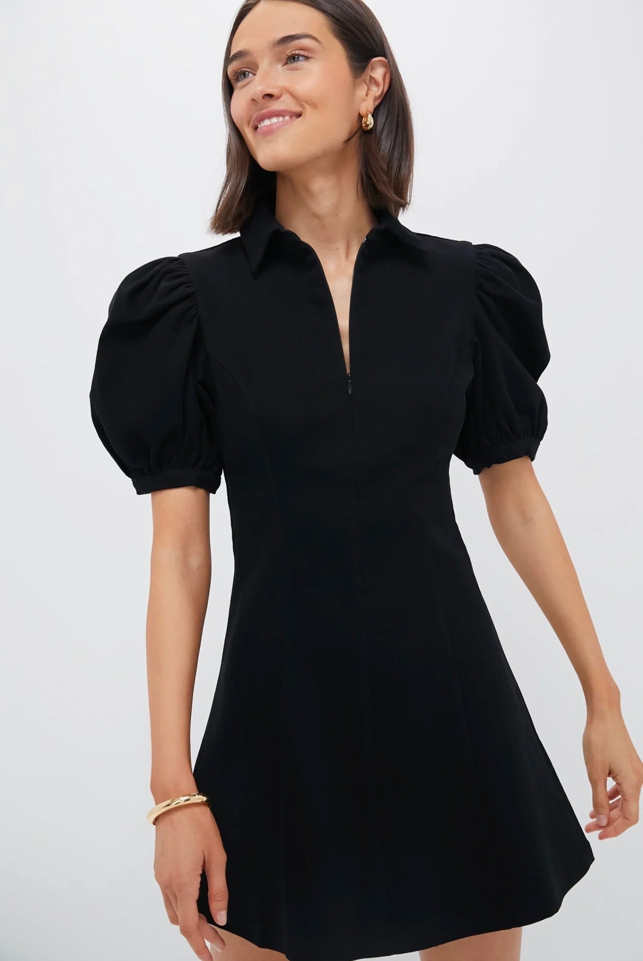 HYACINTH HOUSE
Black Front Zip Denim Dress-Size Small