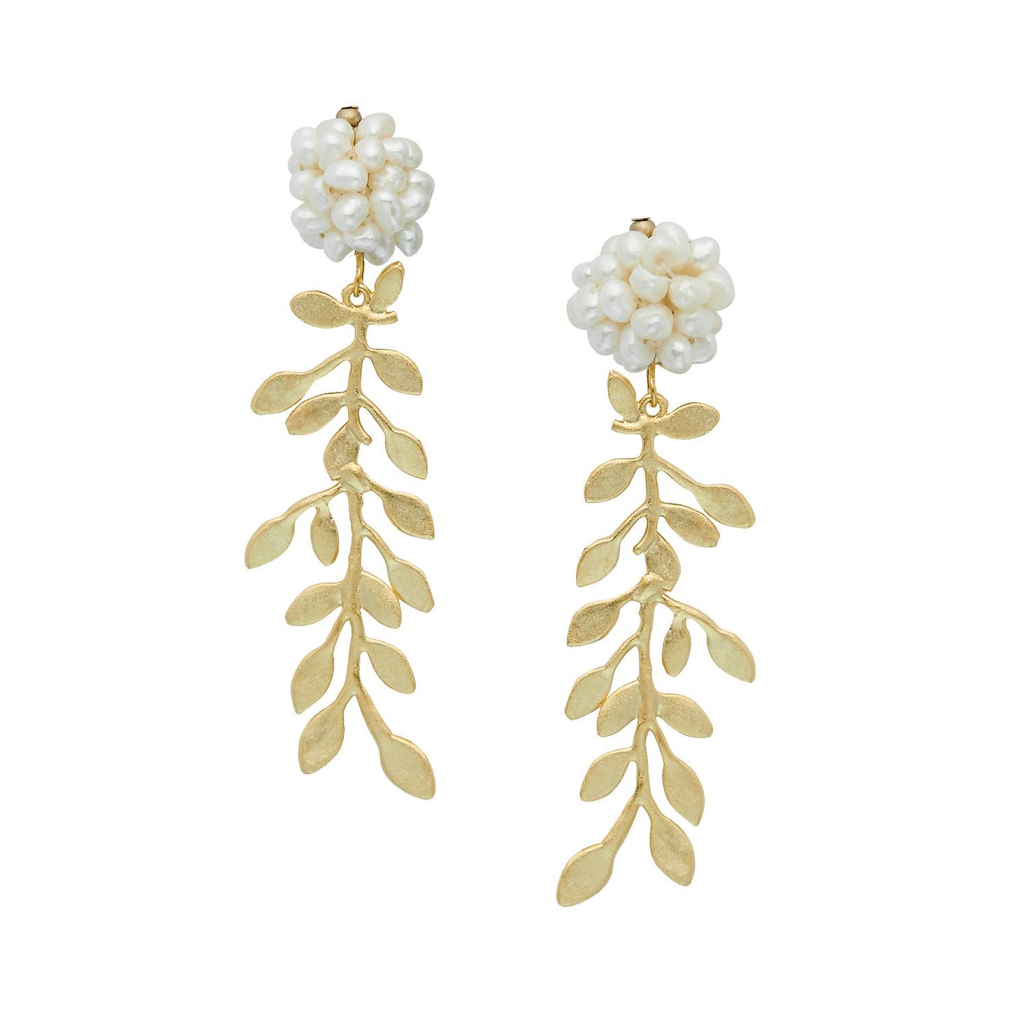 Susan Shaw Pearl Cluster & Vine Earrings