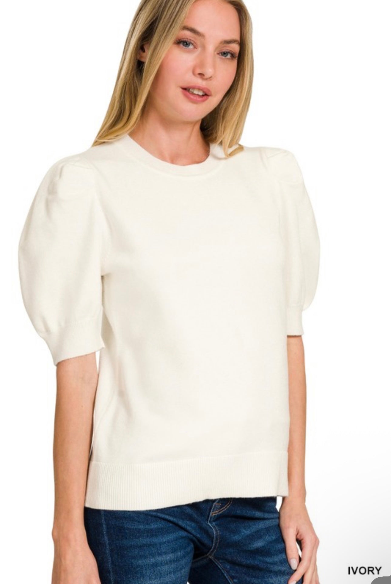 Puff Sleeve Viscose Sweater