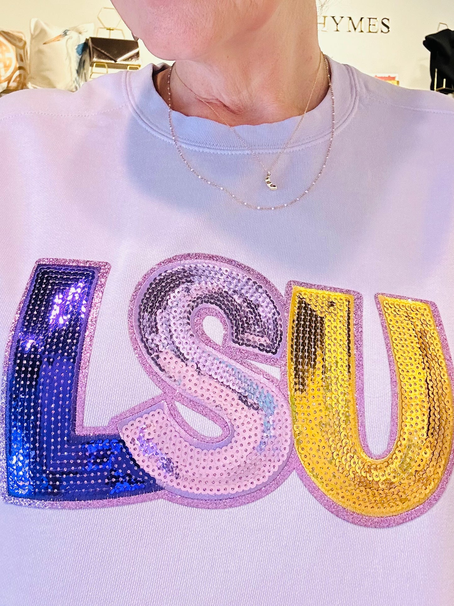 LSU sequined Lavender Sweatshirt