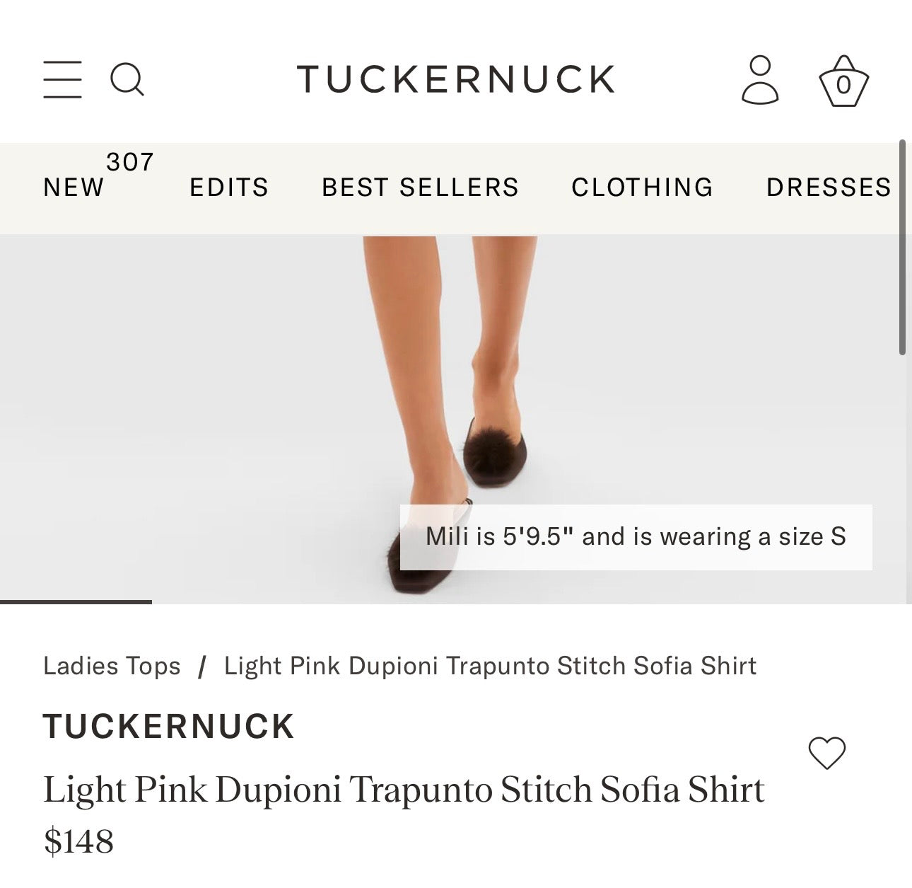 TUCKERNUCK Light Pink Dupioni Trapunto Stitch Sofia Shirt-Size XXS